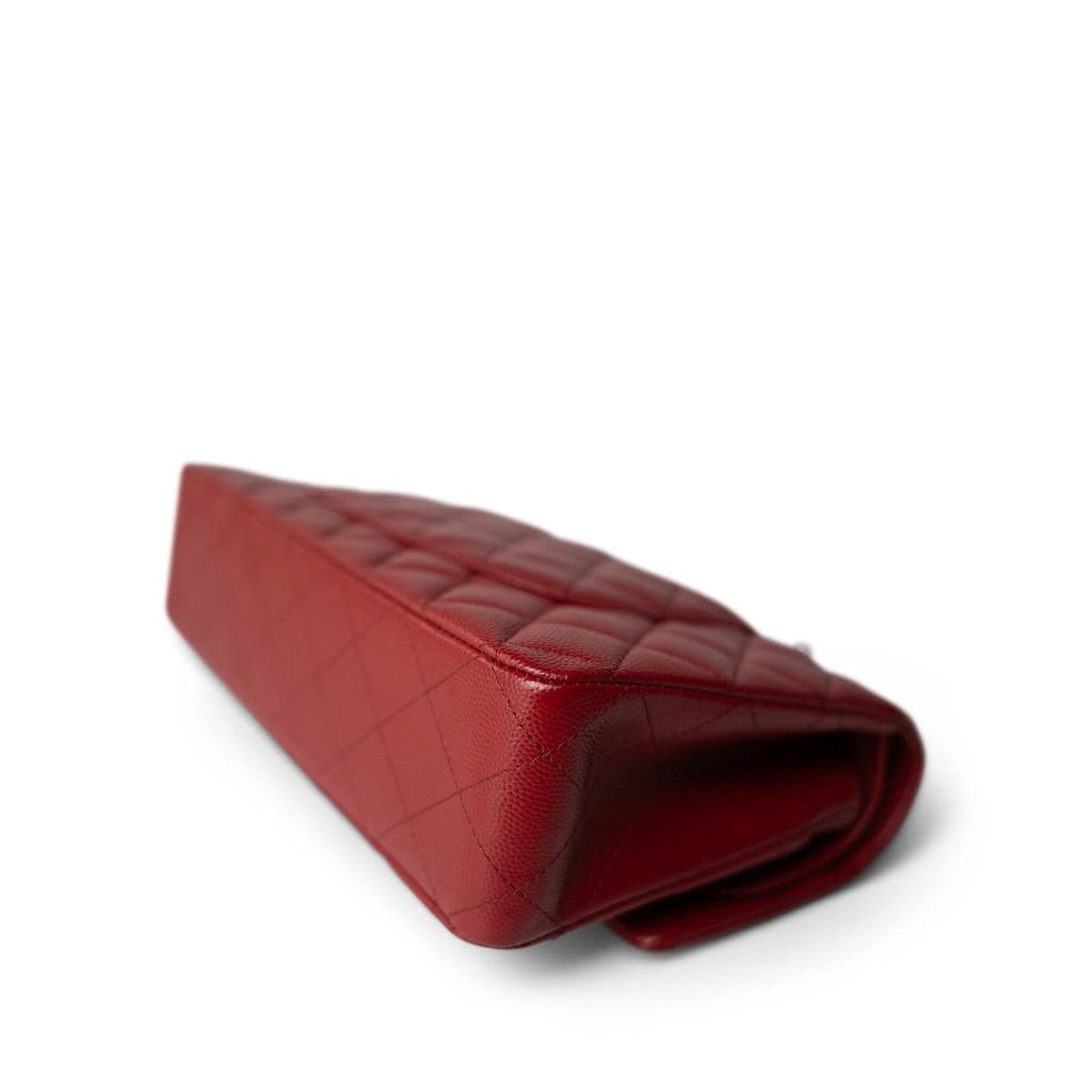 17B Red/Raspberry Caviar Quilted Medium Classic Flap Silver Hardware