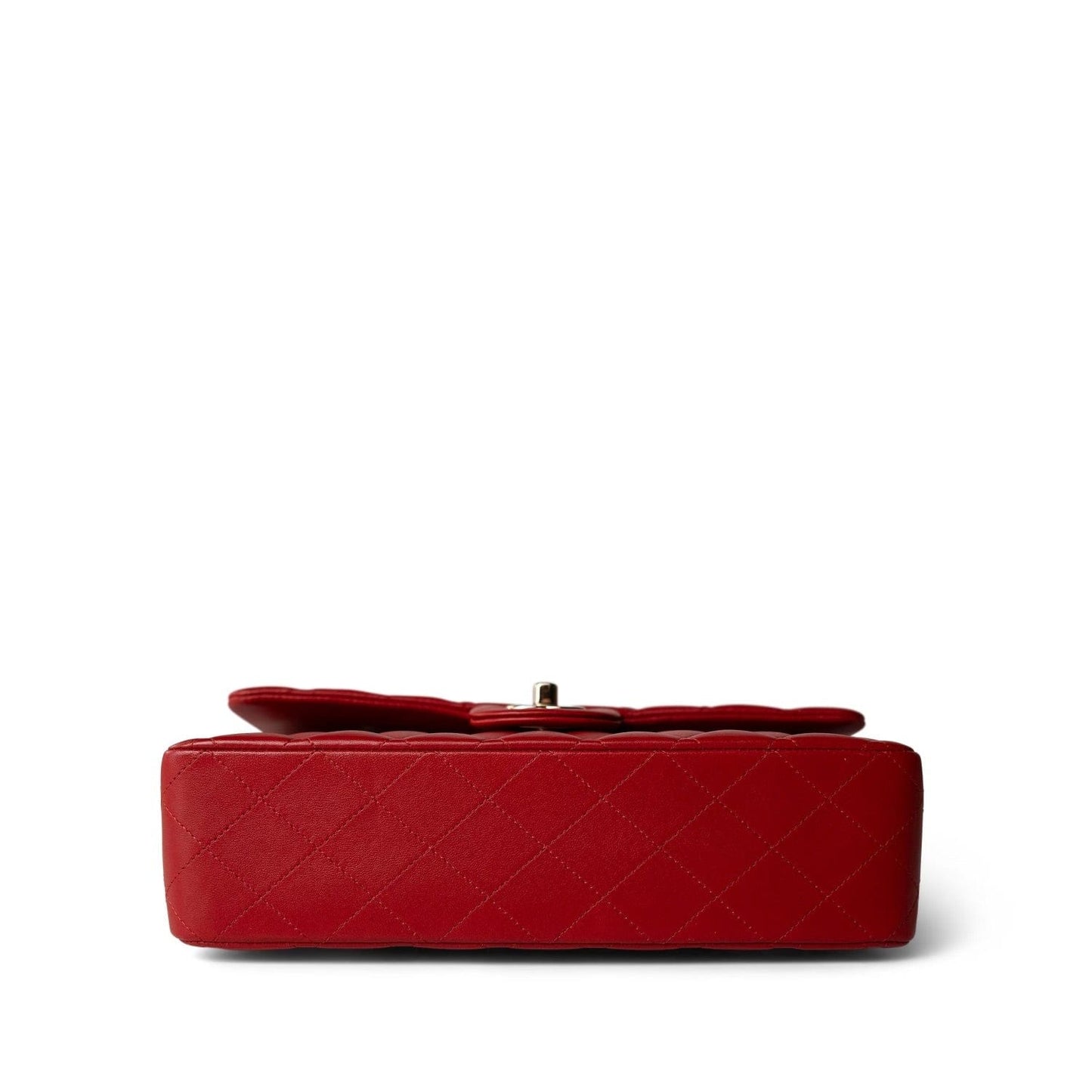 20S Red Lambskin Quilted Classic Flap Medium LGHW