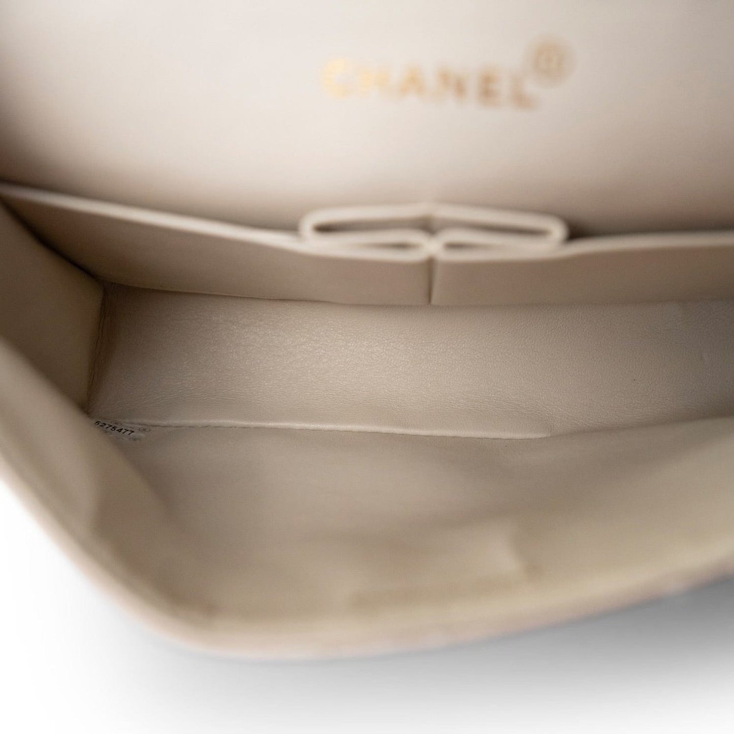 Ivory Canvas Camellia Classic Double Flap Gold Hardware