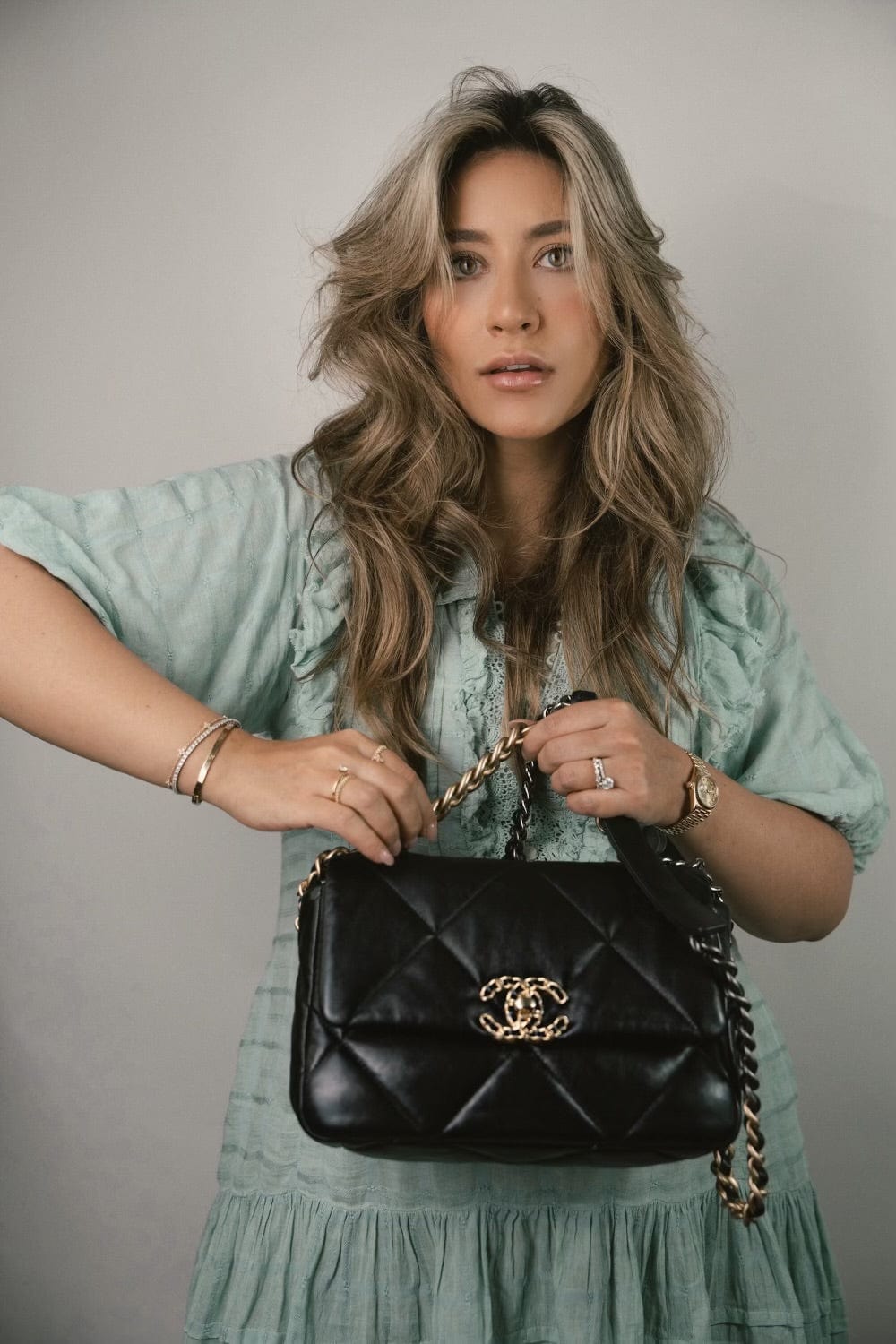 Black Lambskin Quilted 19 Flap Small Mixed Hardware