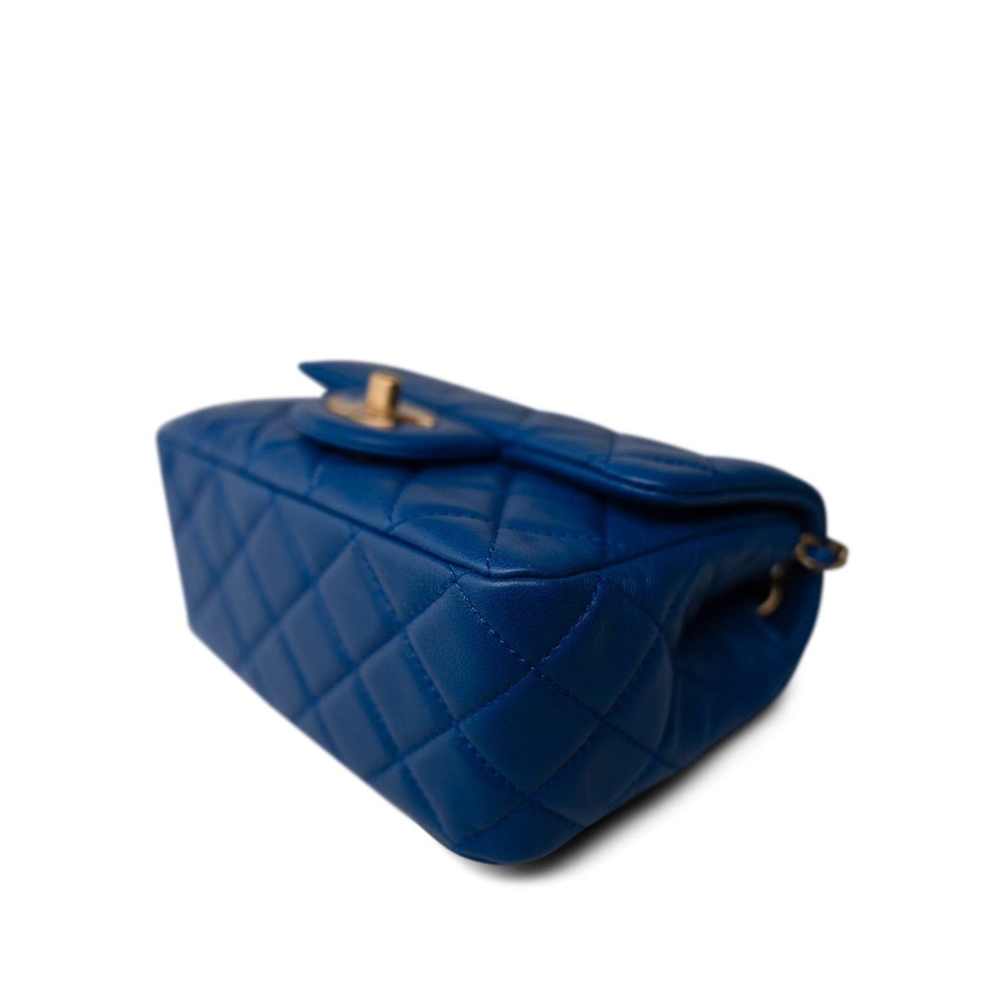 22B Blue Pearl Crush Mini Square Flap Aged Gold Hardware