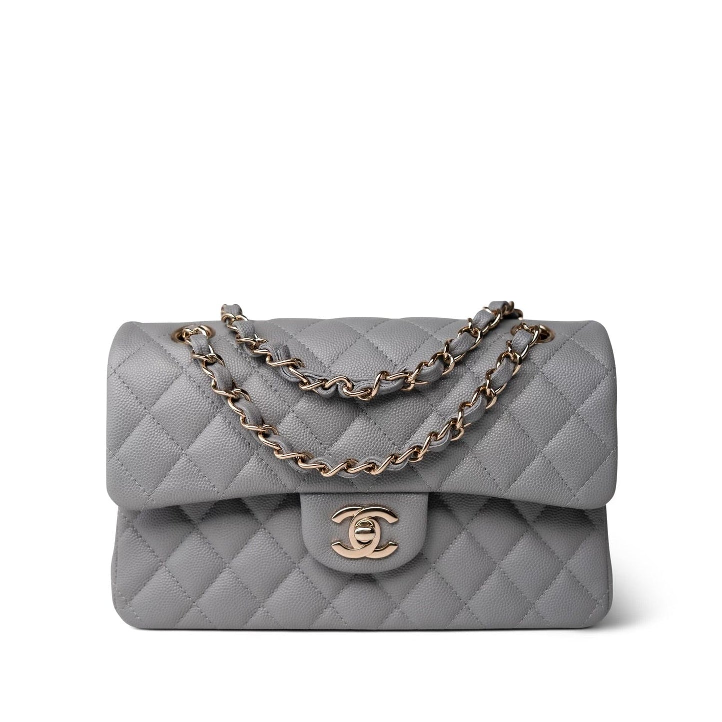 20c Grey Caviar Quilted Classic Flap Small Light Gold Hardware