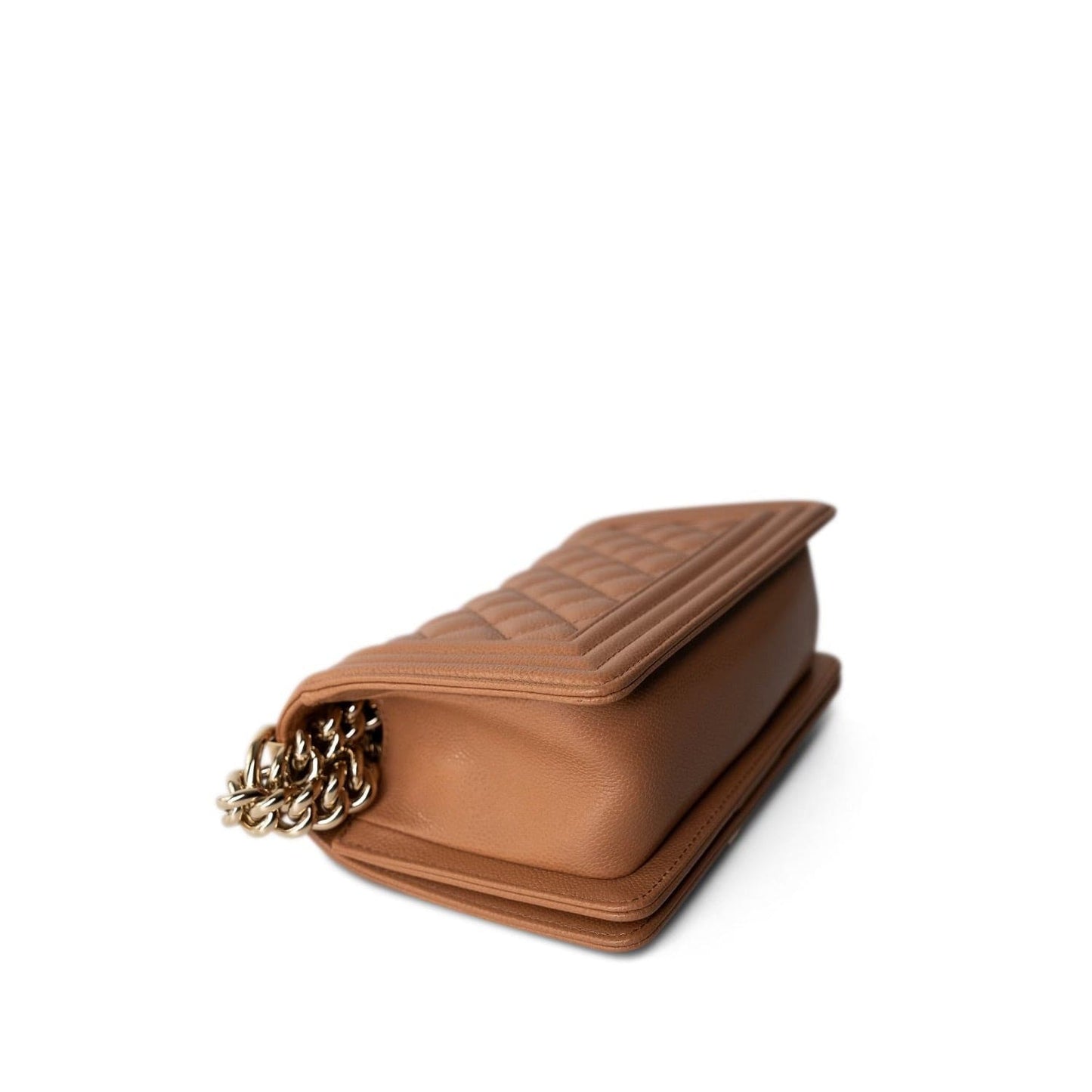 21K Caramel Caviar Quilted Small Boy Bag Light Gold Hardware