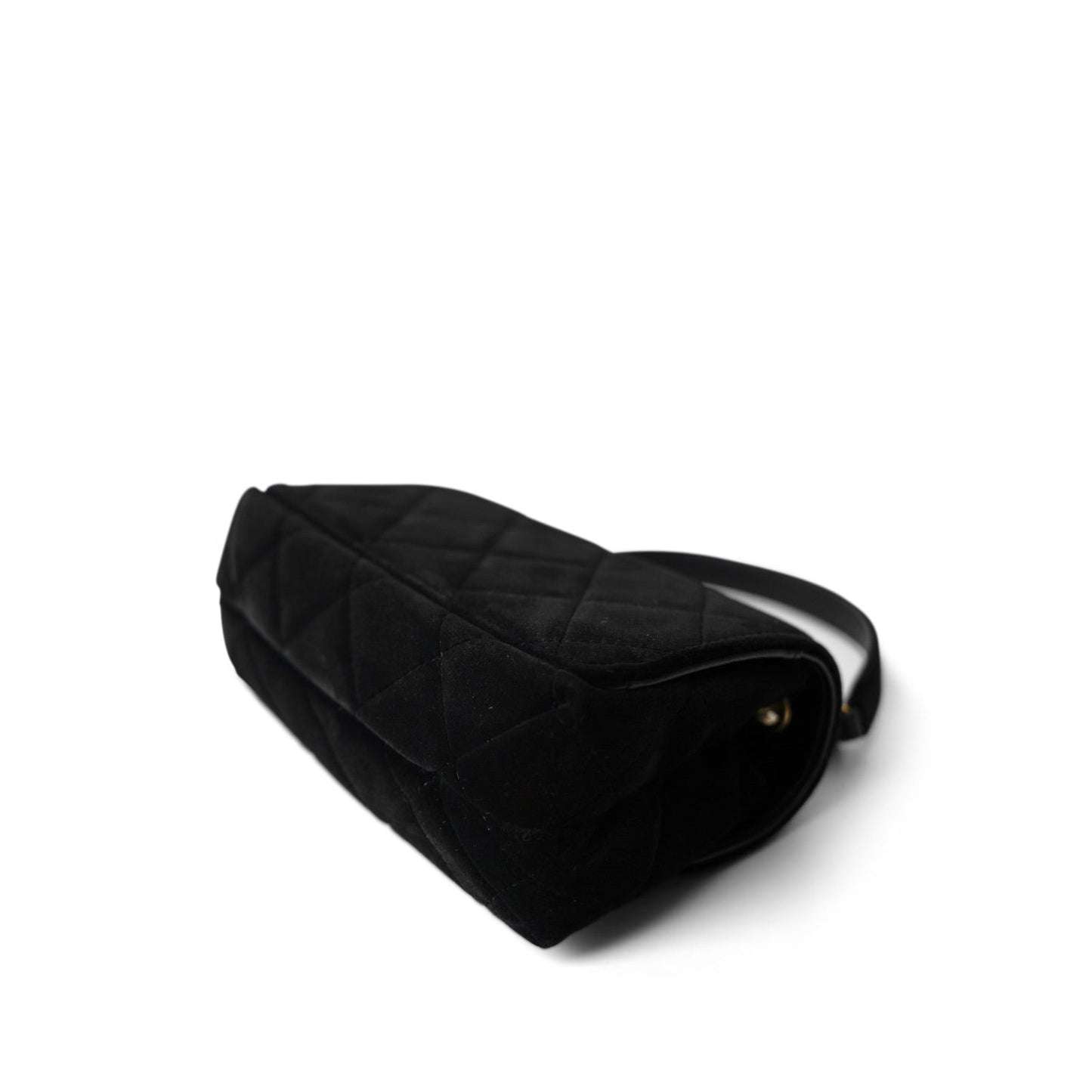 Black Velvet Strass Evening Bag Diamond Lock Flap Bag Aged GHW