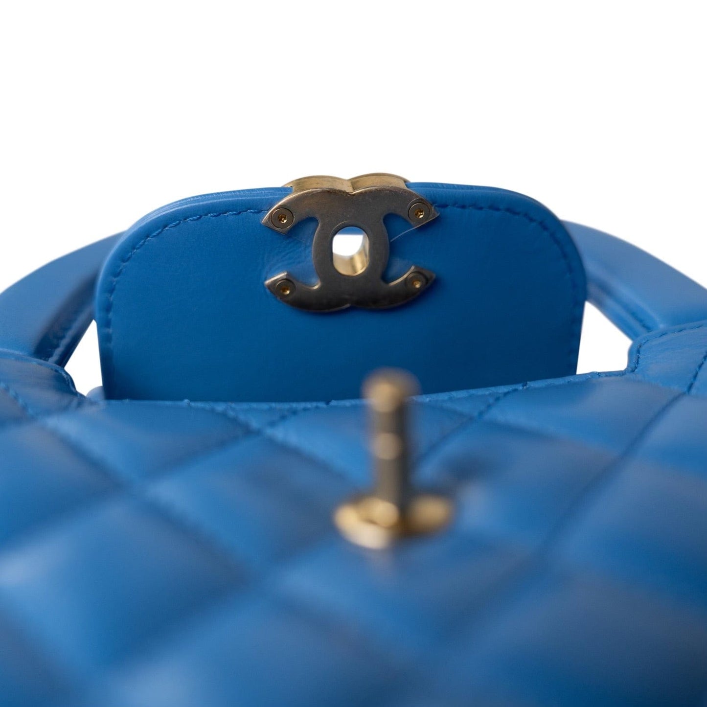 24P Blue Nano Kelly Shopper Aged Gold Hardware