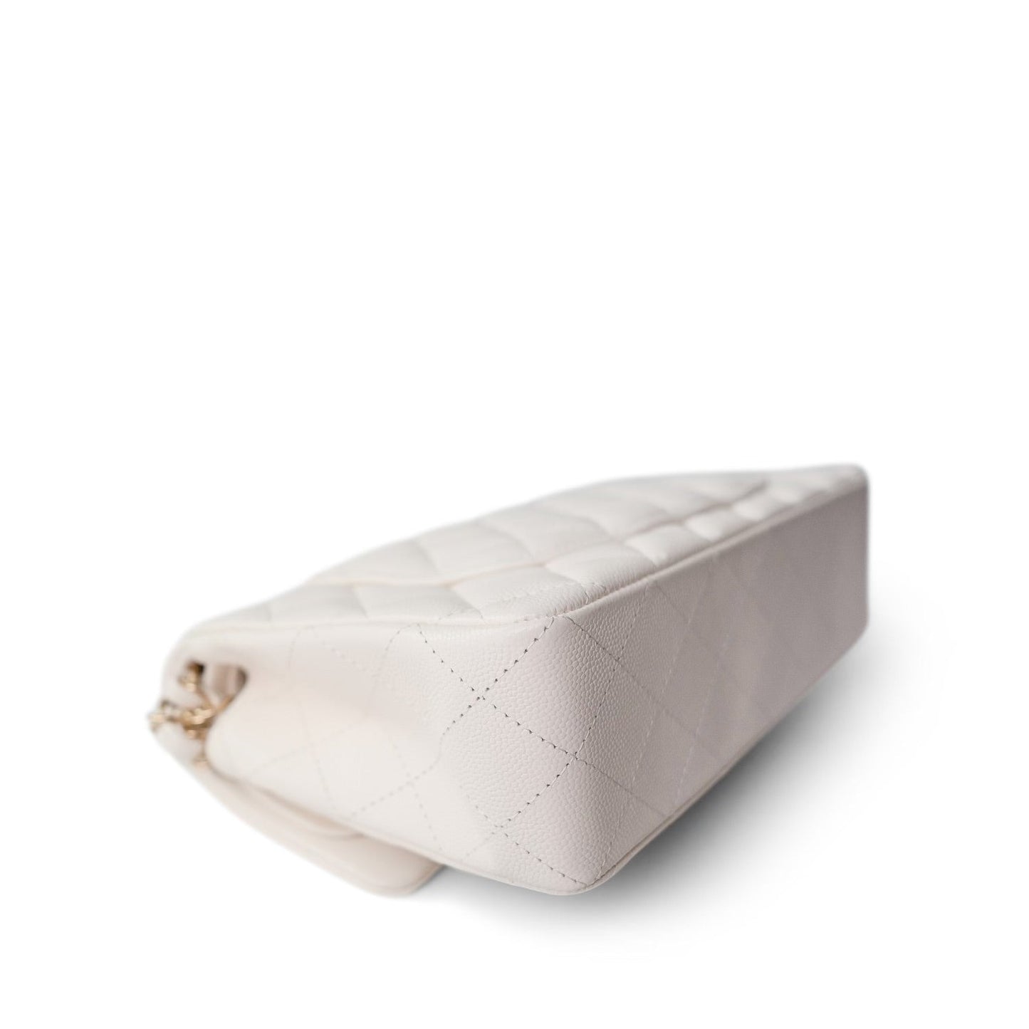 21S White Caviar Quilted Classic Flap Small LGHW