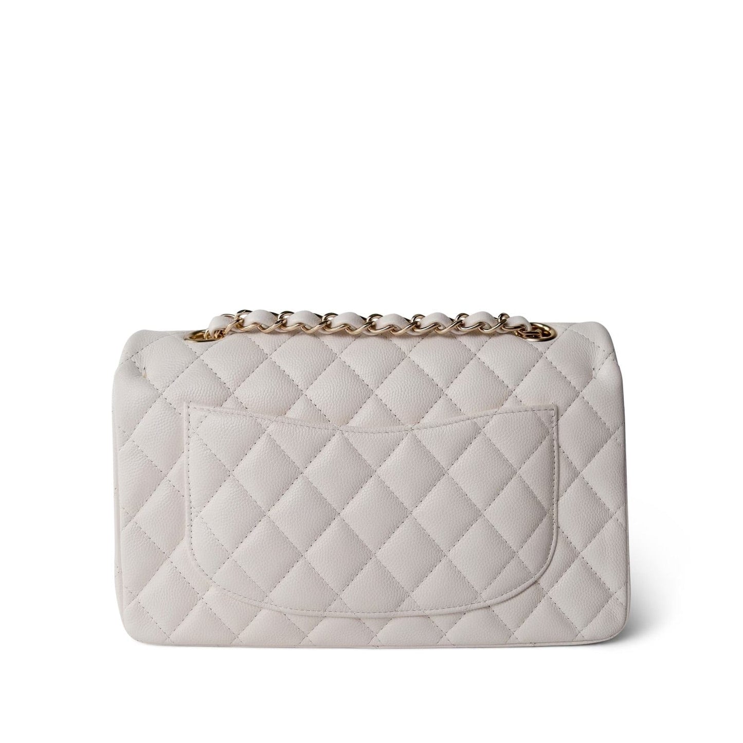 21S White Caviar Quilted Classic Flap Small LGHW