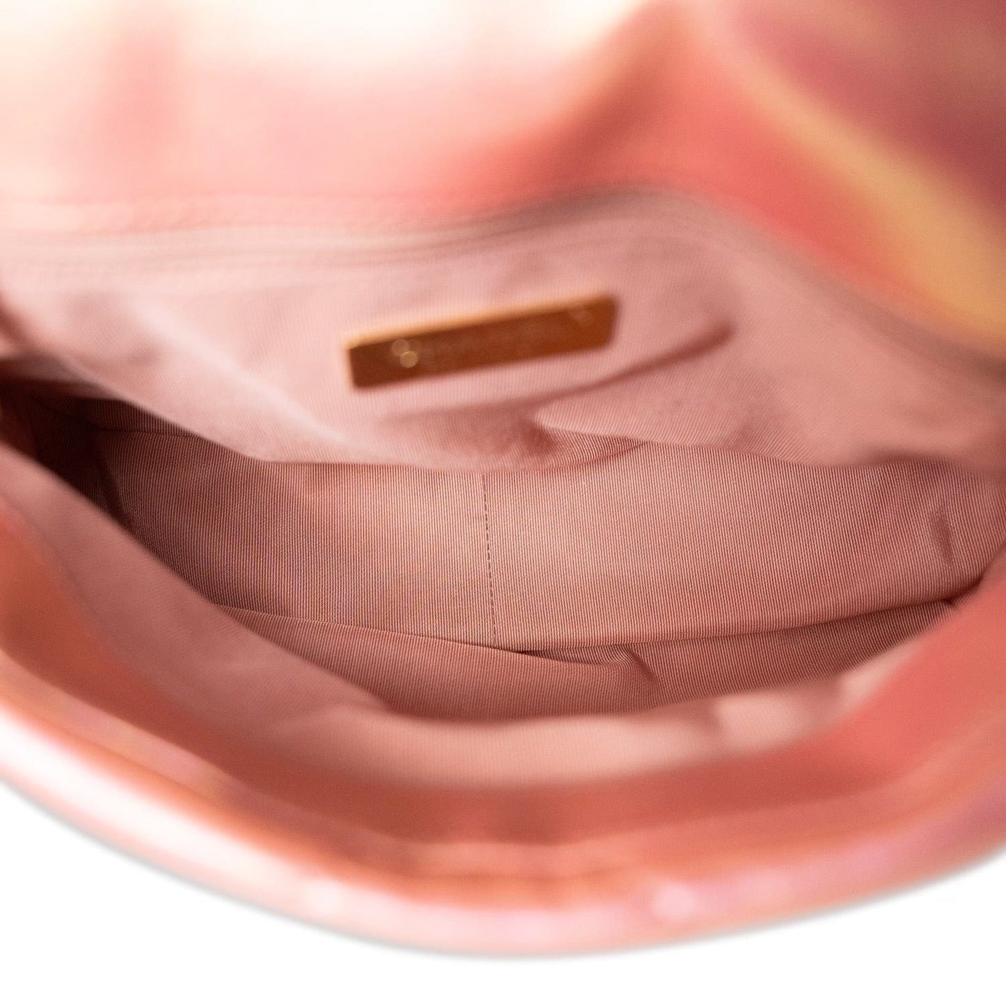 21P Iridescent Pink/Gold Lambskin Quilted 19 Flap Small Mixed Hardware