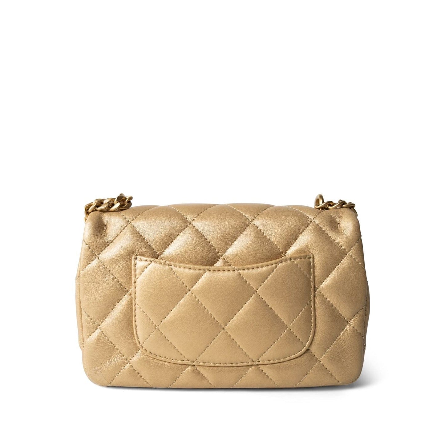 23P Gold Lambskin Quilted Mini Sweetheart Single Flap Bag Aged GHW