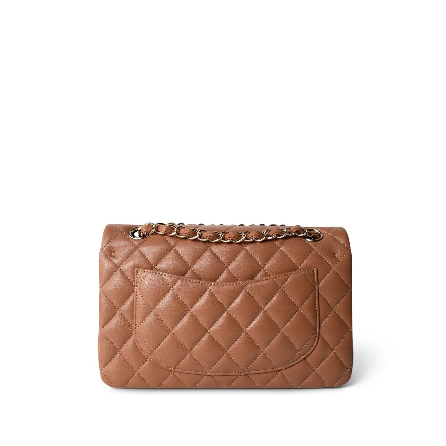 22S Caramel Lambskin Quilted Classic Flap Small Light Gold Hardware