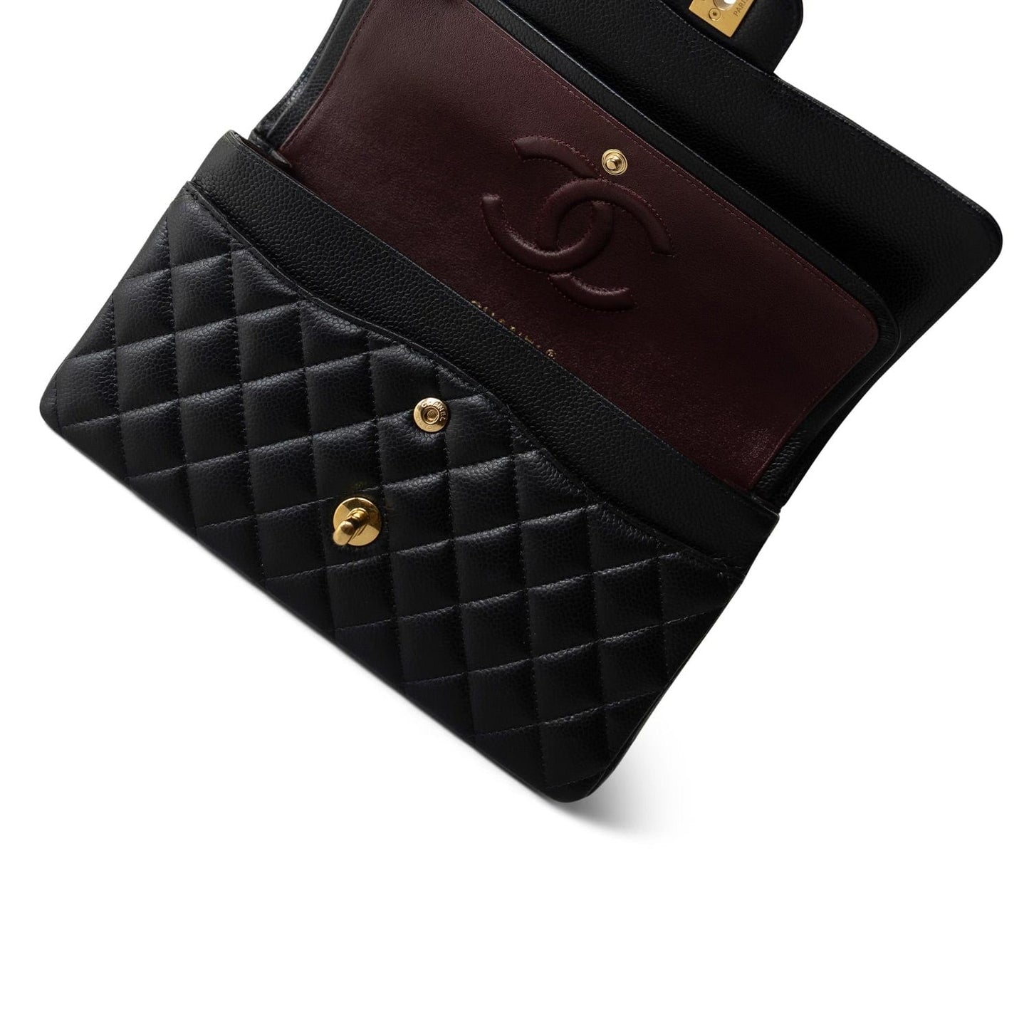 Black Caviar Quilted Medium Classic Flap Gold Hardware
