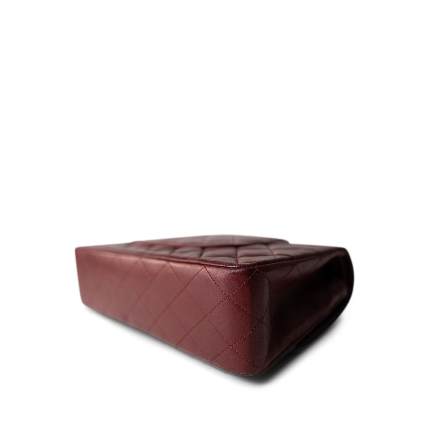 Burgundy / Wine Lambskin Quilted Classic Flap Medium Gold Hardware