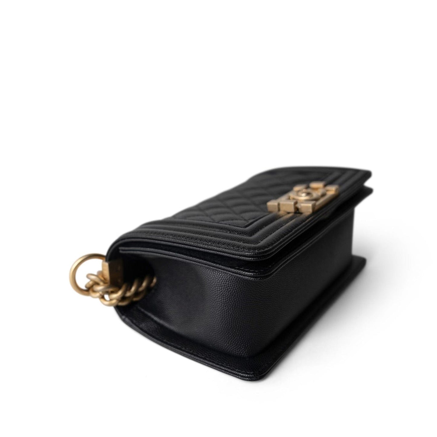 Black Caviar Quilted Small Boy Bag Aged Gold Hardware