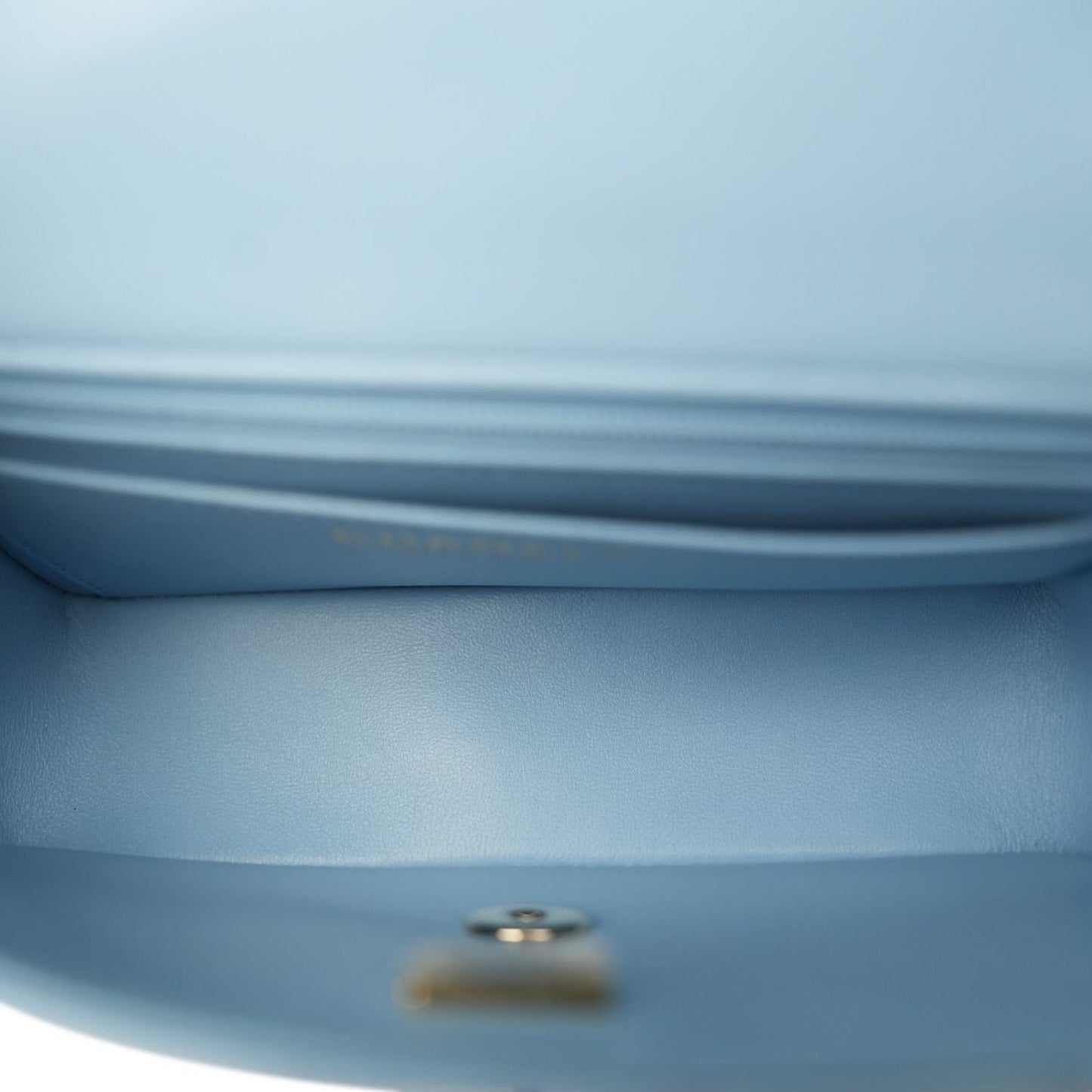 Light Blue Lambskin Quilted Mini Rectangular Flap LGHW