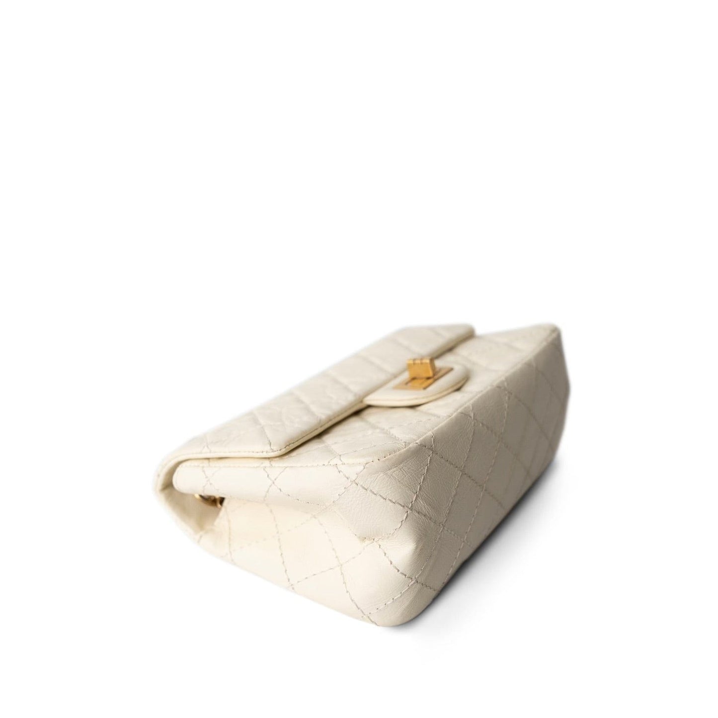 Ivory Aged Calfskin Quilted Mini Reissue Flap Aged Gold Hardware