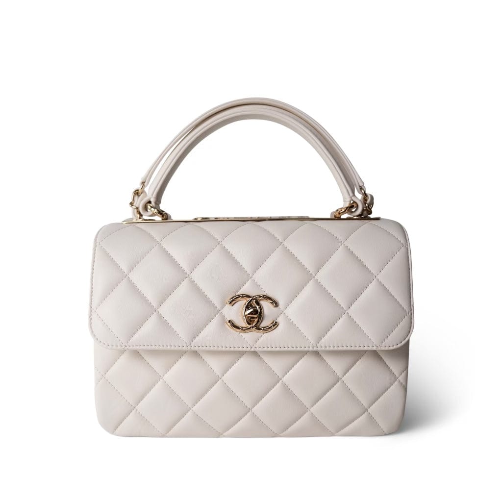 22S White Lambskin Quilted Trendy CC Small LGHW
