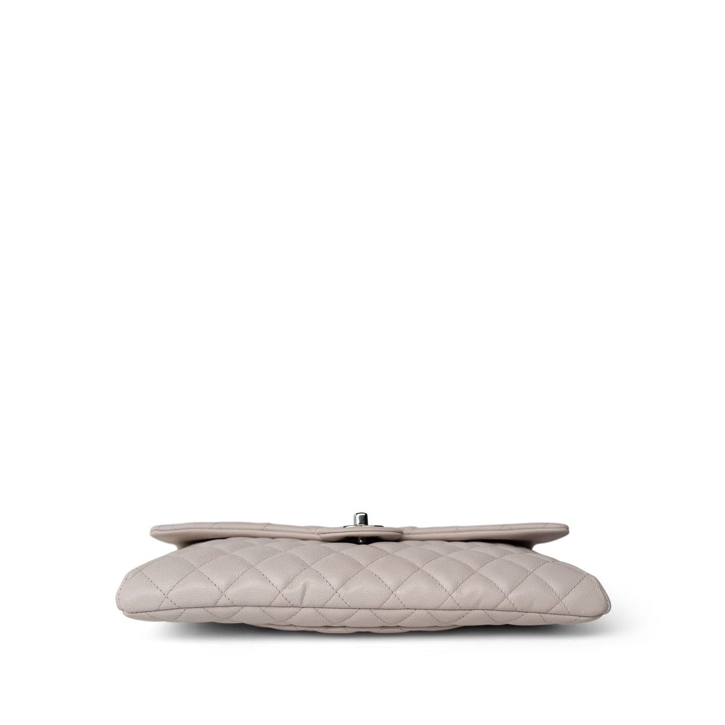 Ivory/Light Beige Caviar Quilted Classic Clutch Silver Hardware