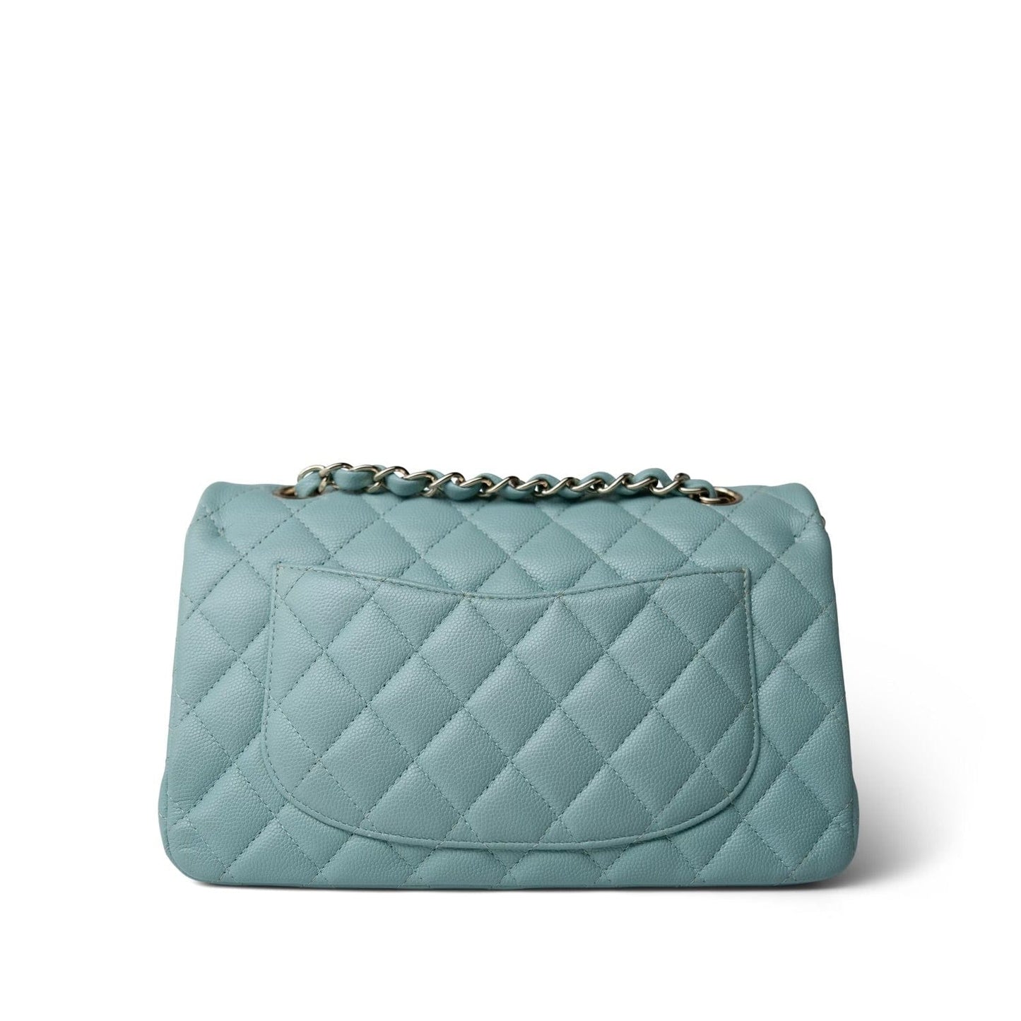 20c Tiffany Blue Caviar Quilted Classic Flap Small Light Gold Hardware