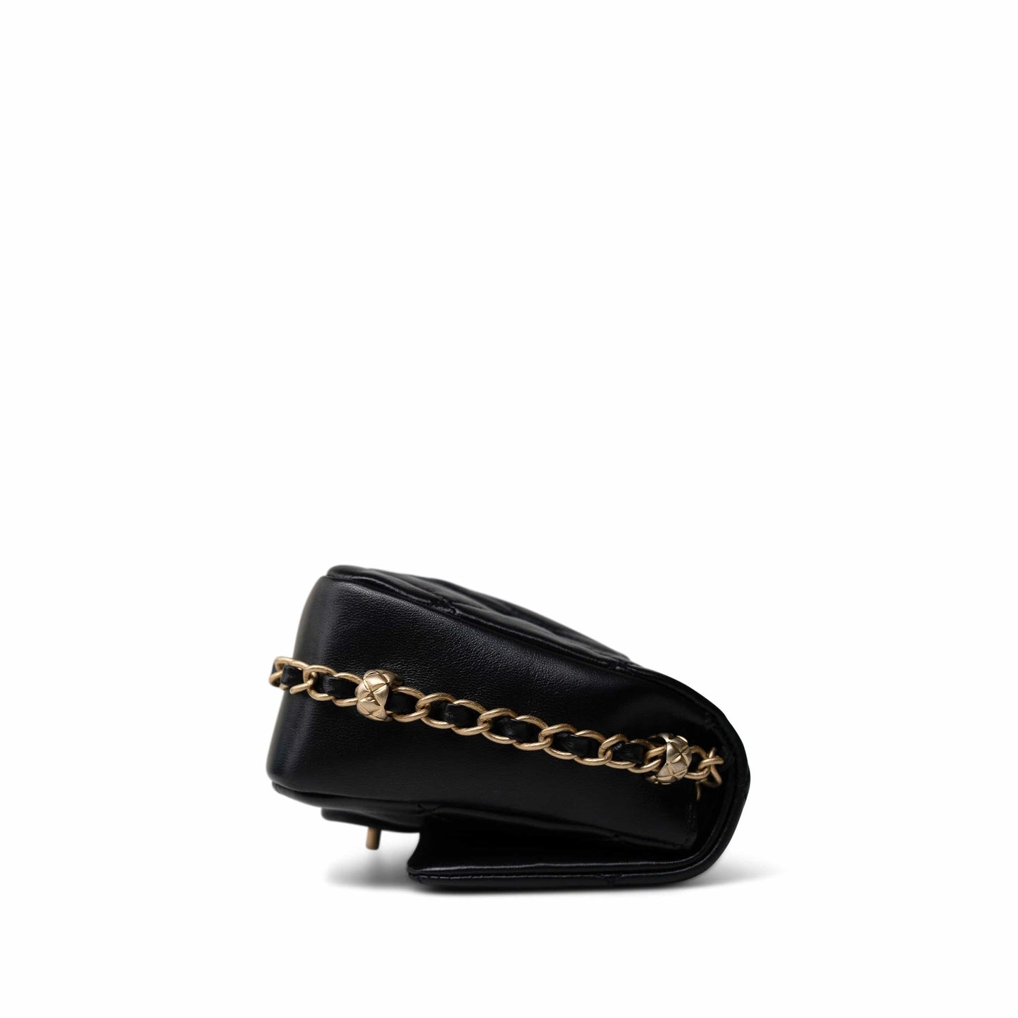 23B Black Lambskin Quilted Mini Square Chain Around Flap Aged Gold Hardware