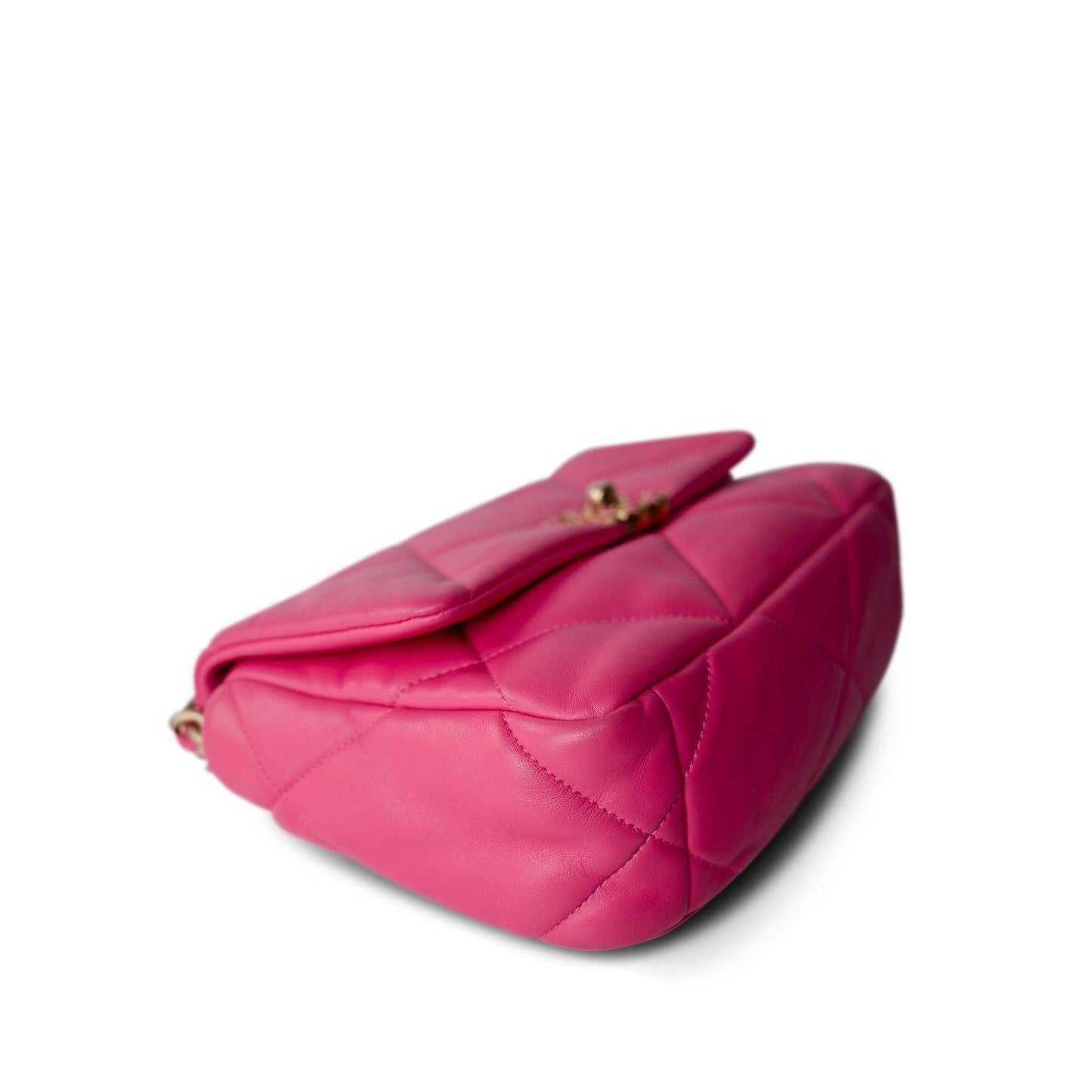 22P Pink Lambskin Quilted 19 Flap Small