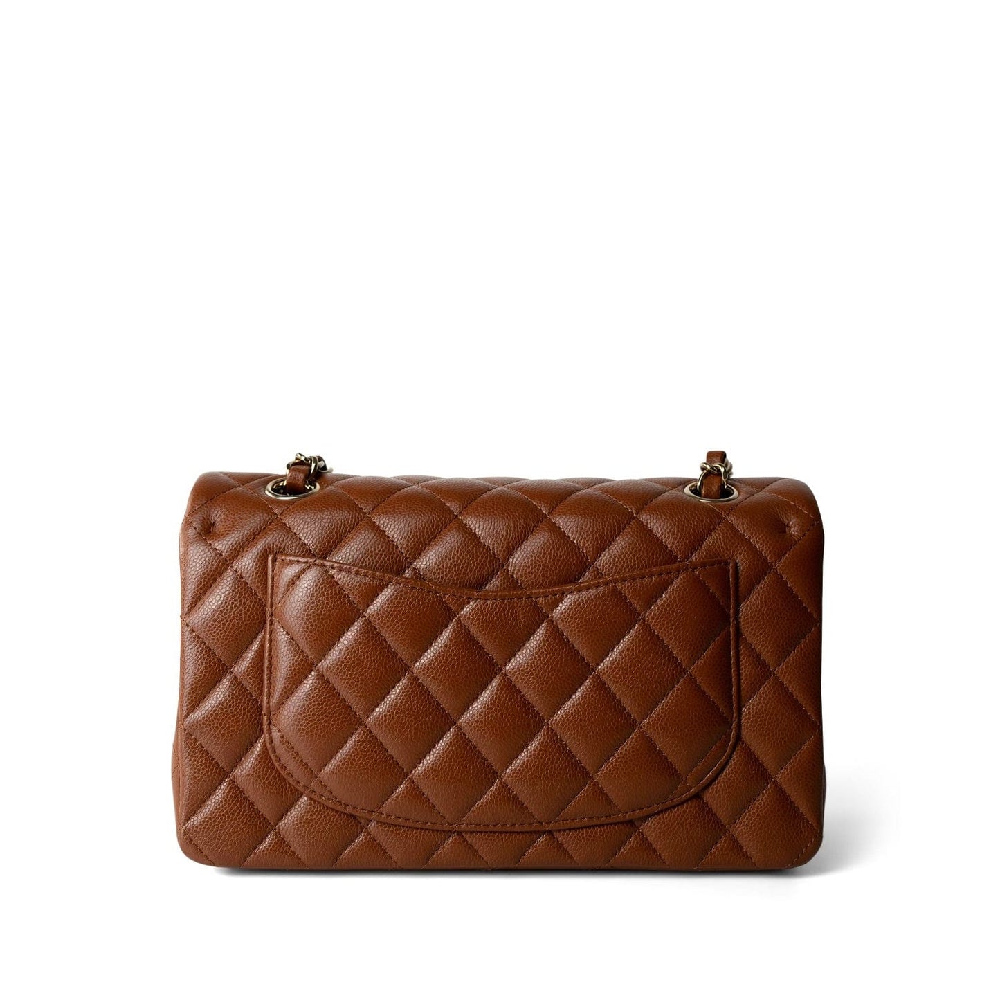 23A Brown/Cognac Caviar Quilted Classic Flap Small Light Gold Hardware