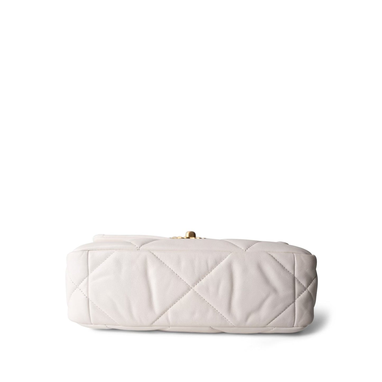 White Lambskin Quilted 19 Flap Small MHW