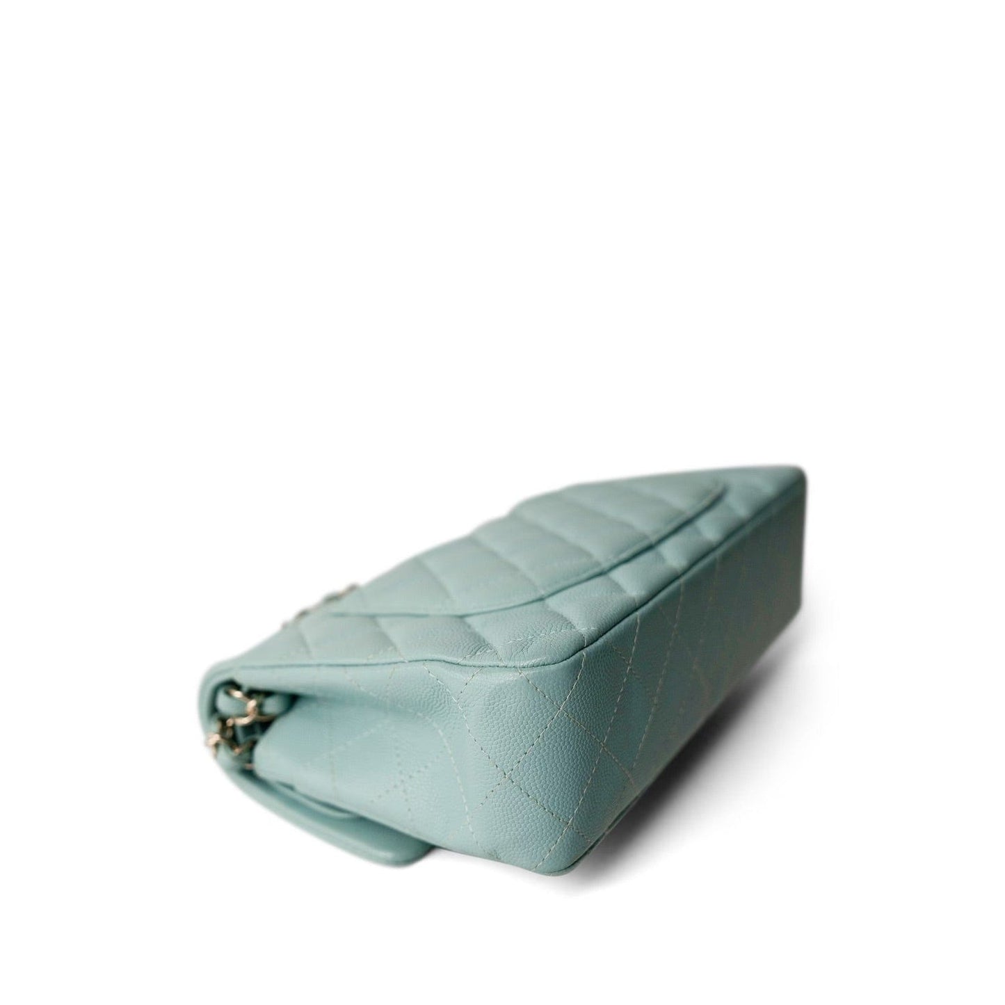 Tiffany Blue Caviar Quilted Classic Flap Small Light Gold Hardware