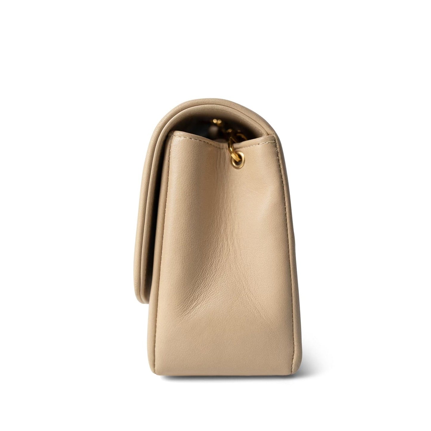 Light Beige Lambskin Quilted Diana Flap Small Gold Hardware