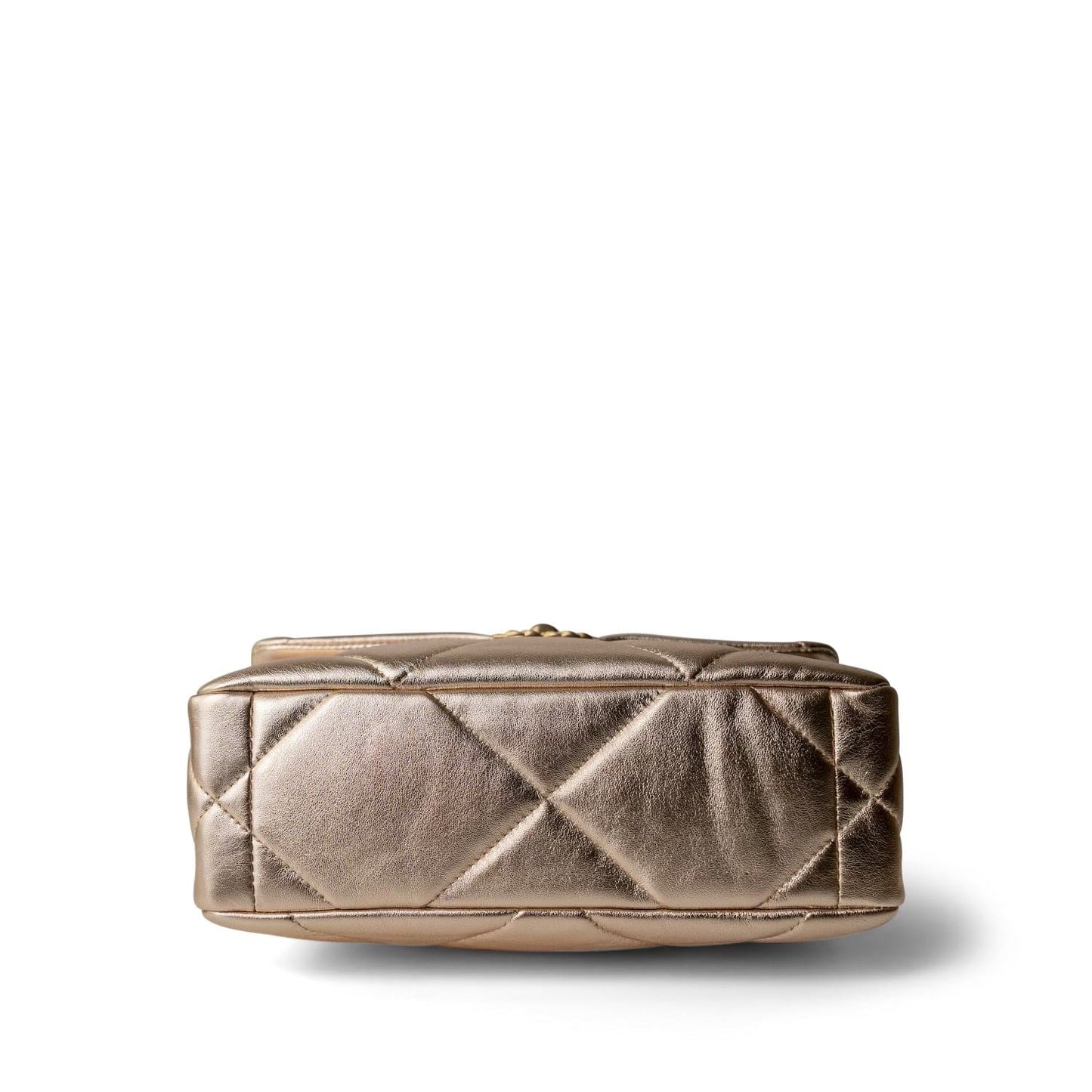 21S Gold Metallic Lambskin Quilted 19 Flap Small MHW
