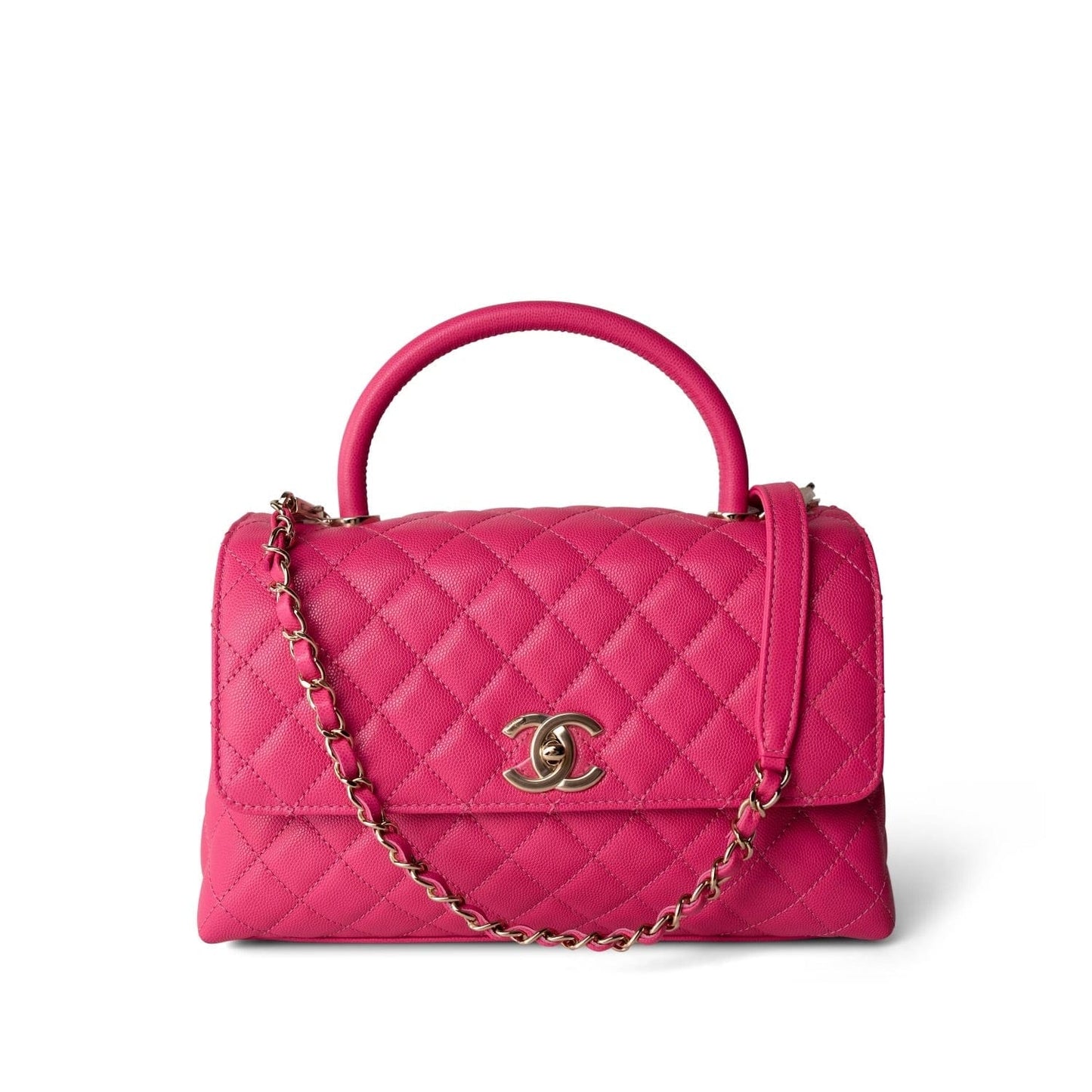 Pink Caviar Quilted Coco Handle Medium Light Gold Hardware
