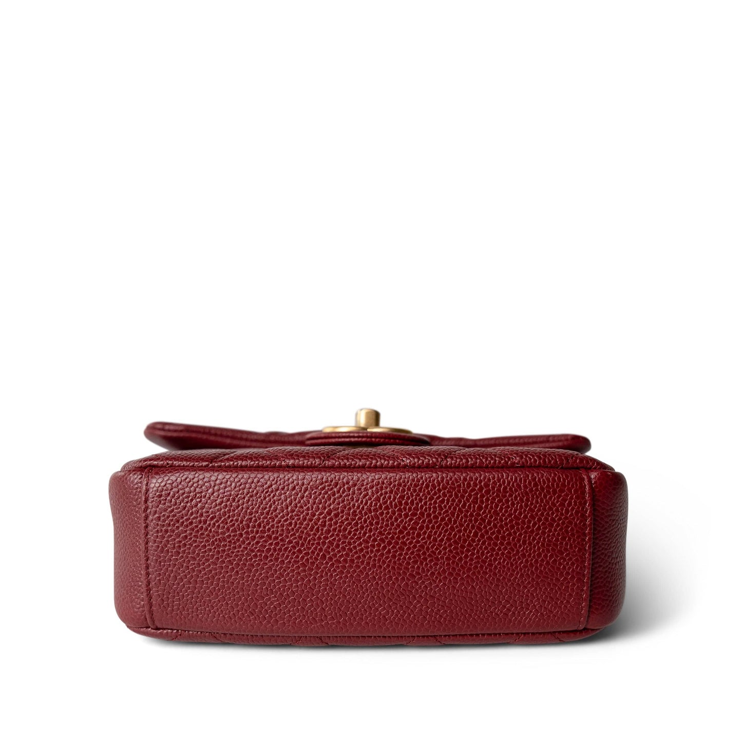 Burgundy Caviar Quilted Chain Medallion Flap Mini Antique Gold Hardware