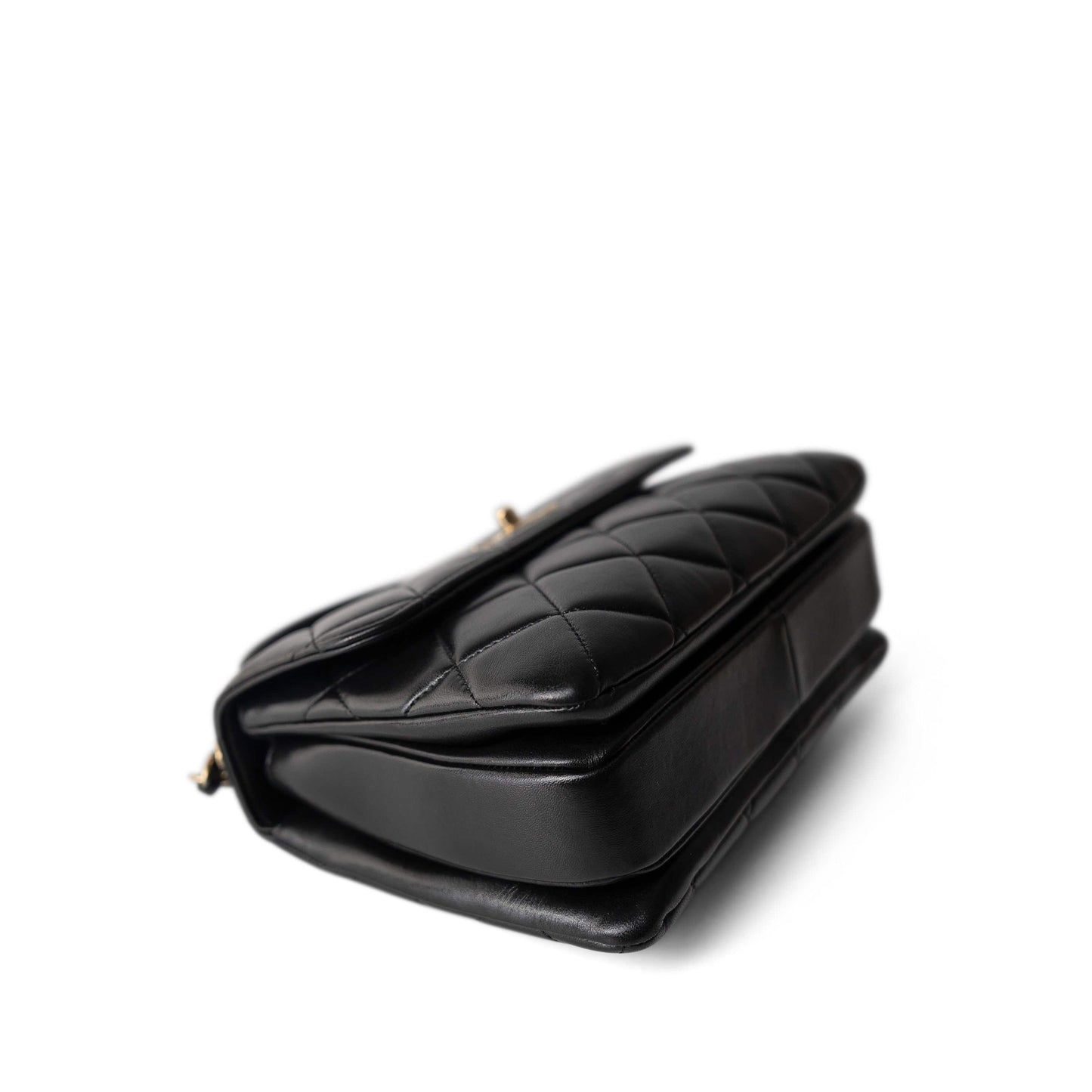 Black Lambskin Quilted Small Trendy CC