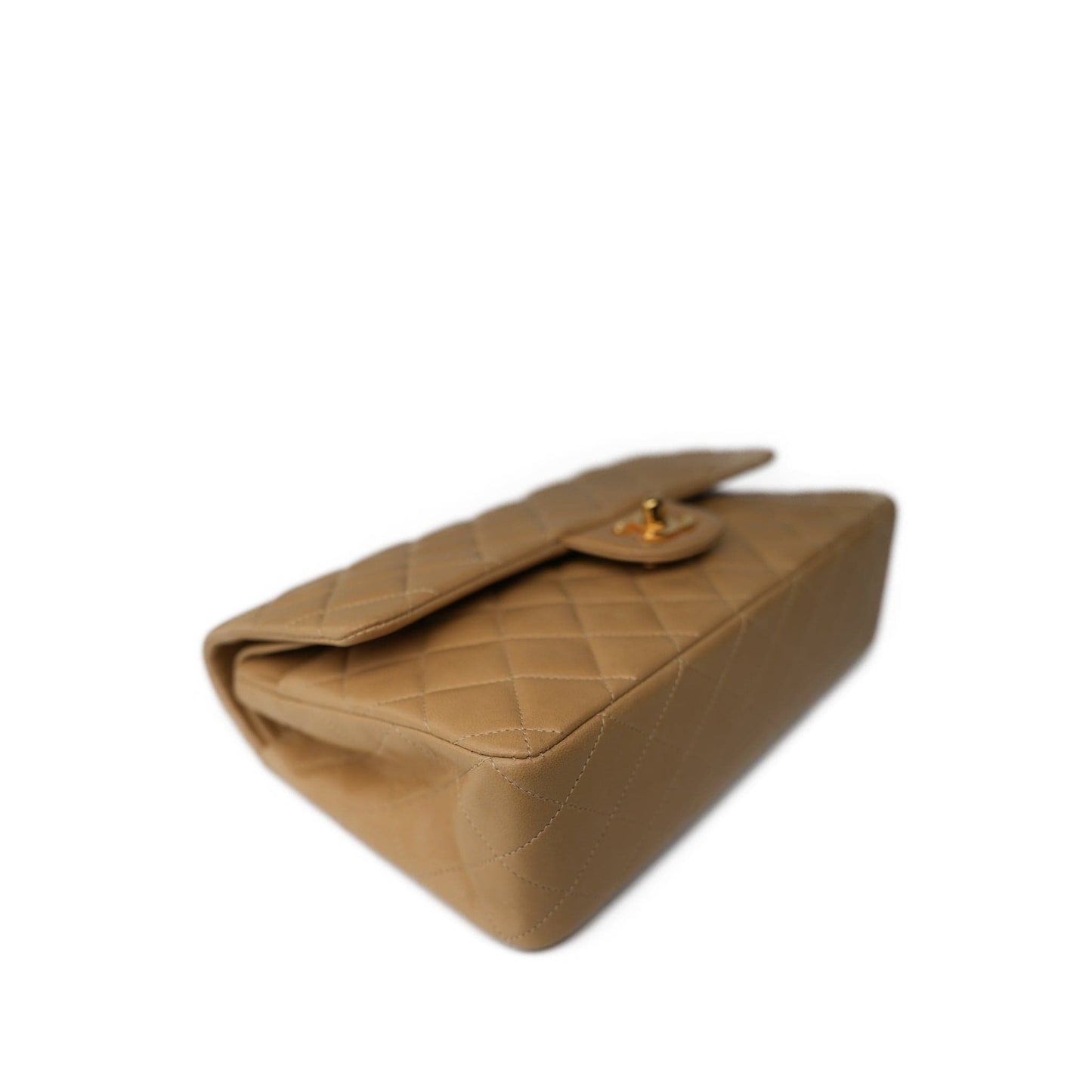 Vintage Beige Lambskin Quilted Classic Flap Medium GHW