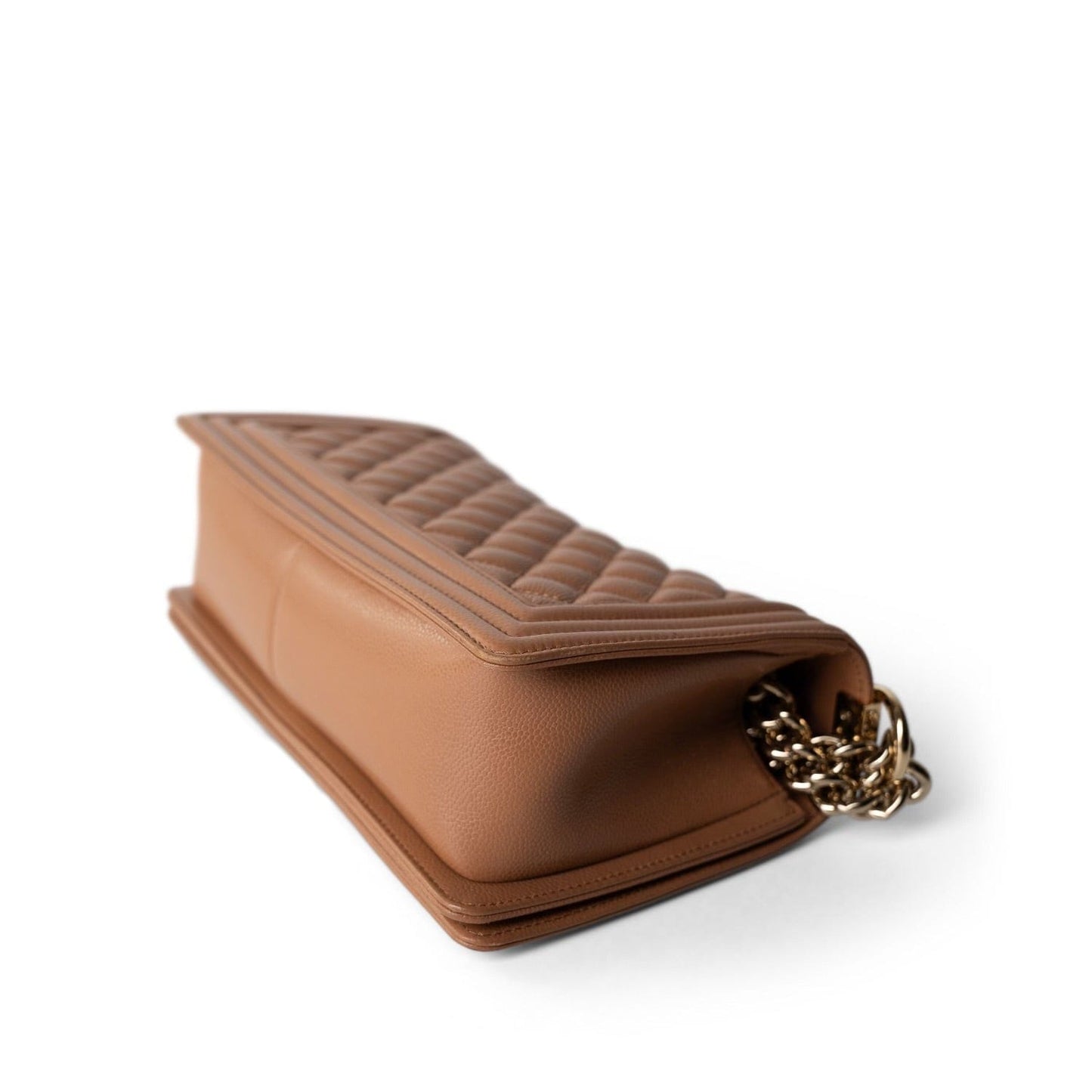 21K Caramel Caviar Quilted Boy Bag Old Medium Light Gold Hardware