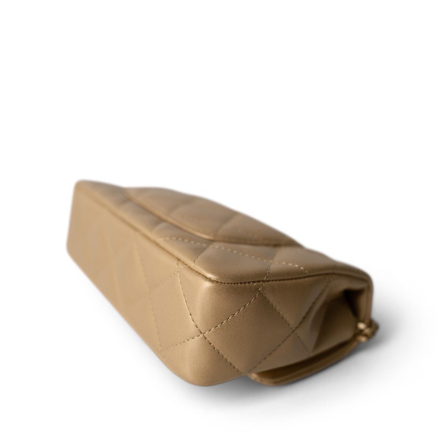 23P Gold Lambskin Quilted Mini Sweetheart Single Flap Bag Aged GHW