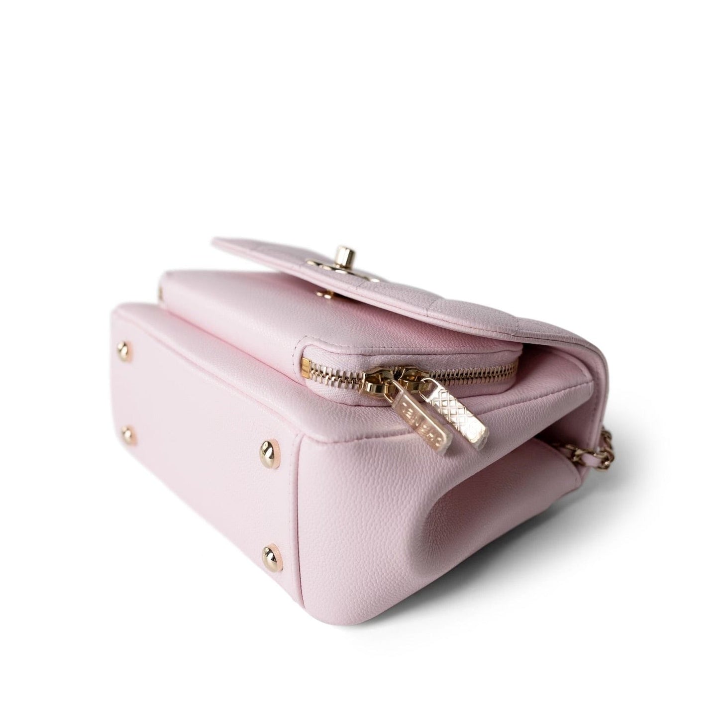 22P Light Pink Caviar Quilted Business Affinity Small Flap Light Gold Hardware