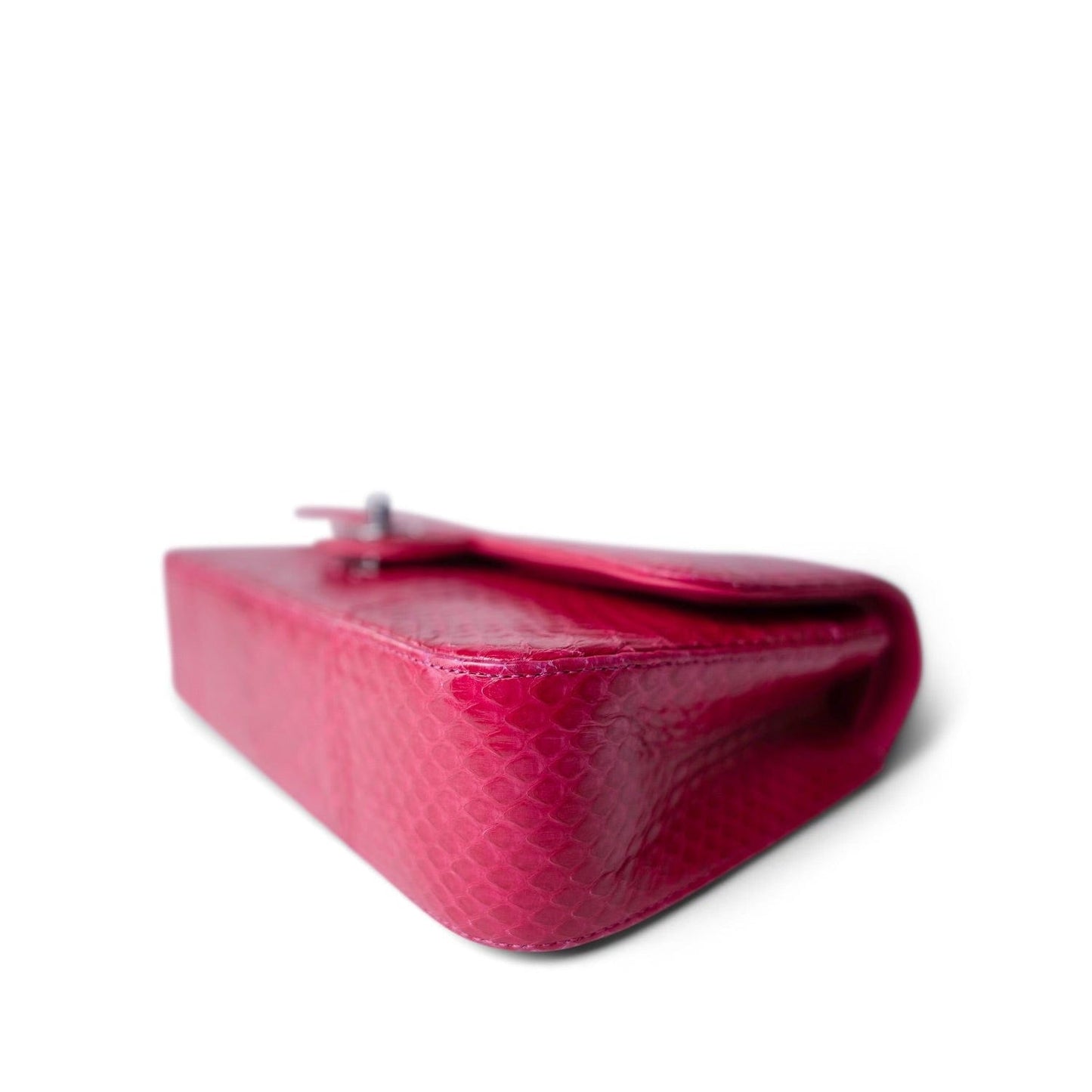 Dark Pink Python Medium Classic Double Flap