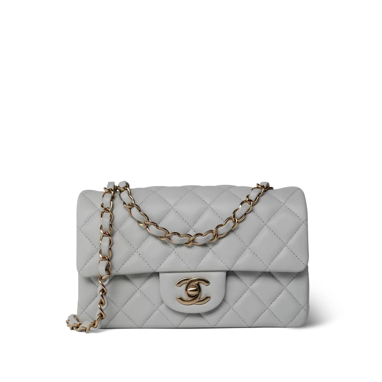 23S Light Grey Rectangular Flap Mini Light Gold Hardware