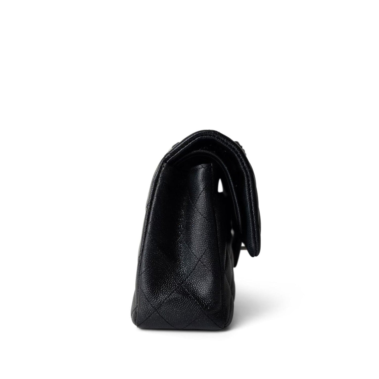 18C Charcoal Glittery Caviar Quilted Classic Flap Small