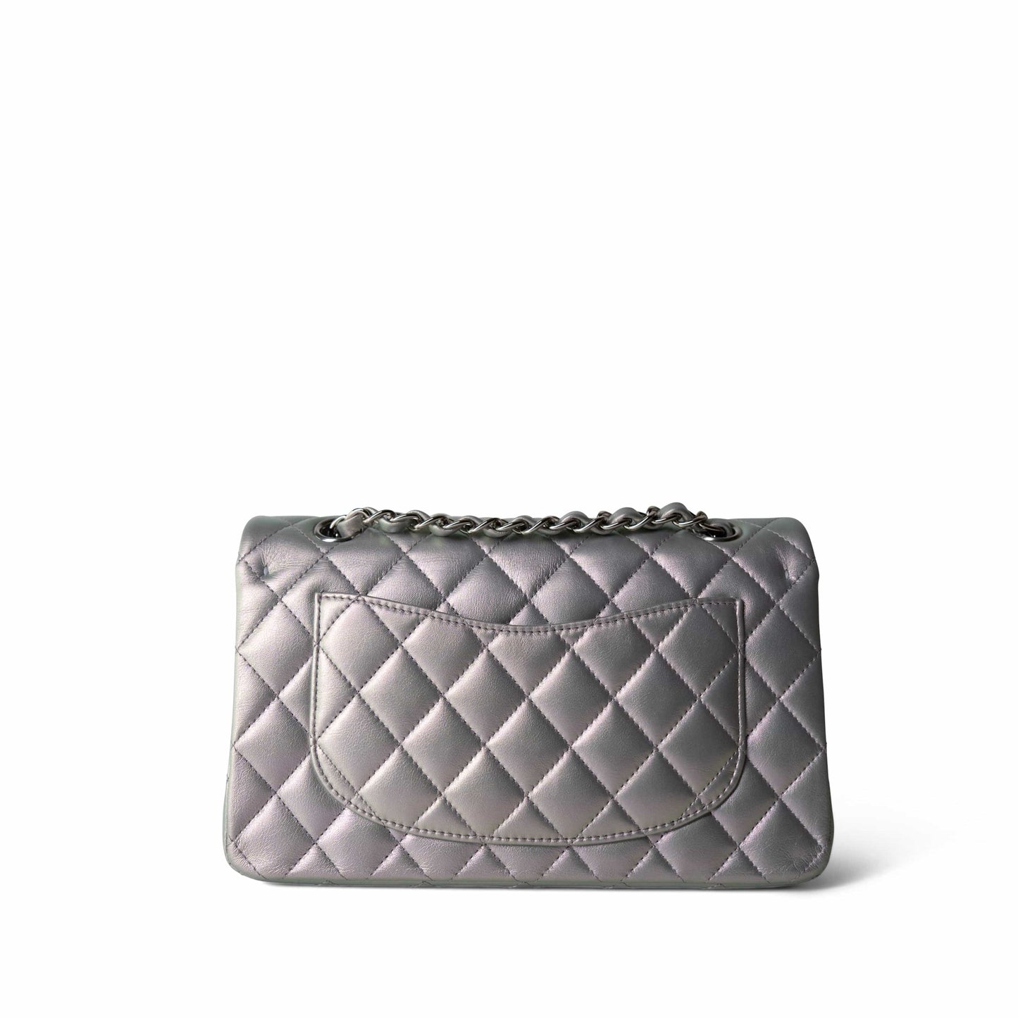 21K Iridescent Pearl Lilac Calfskin Quilted Classic Double Flap Small SHW
