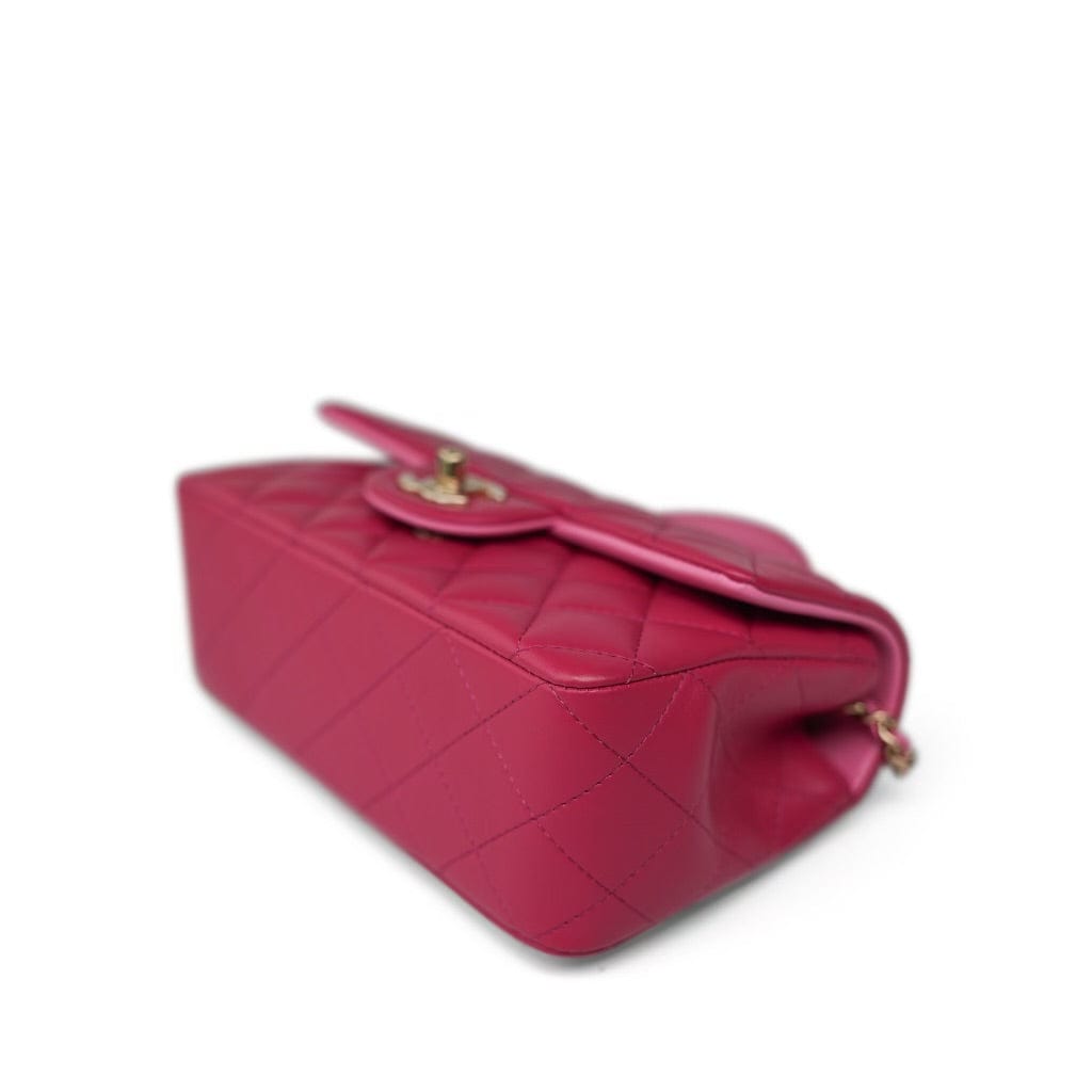 23P Dark Pink/Light Pink Lambskin Quilted Mini Top Handle LGHW