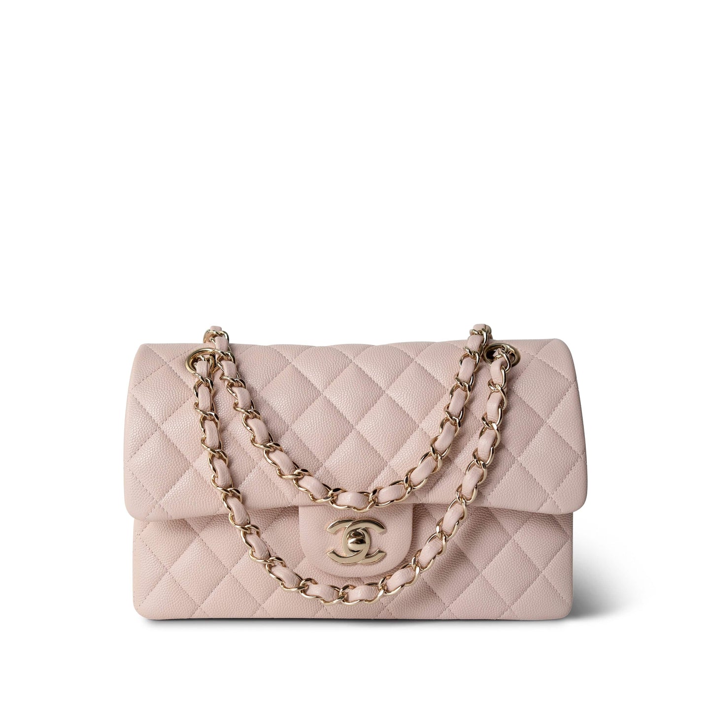21C Light Pink Caviar Quilted Classic Flap Small LGHW