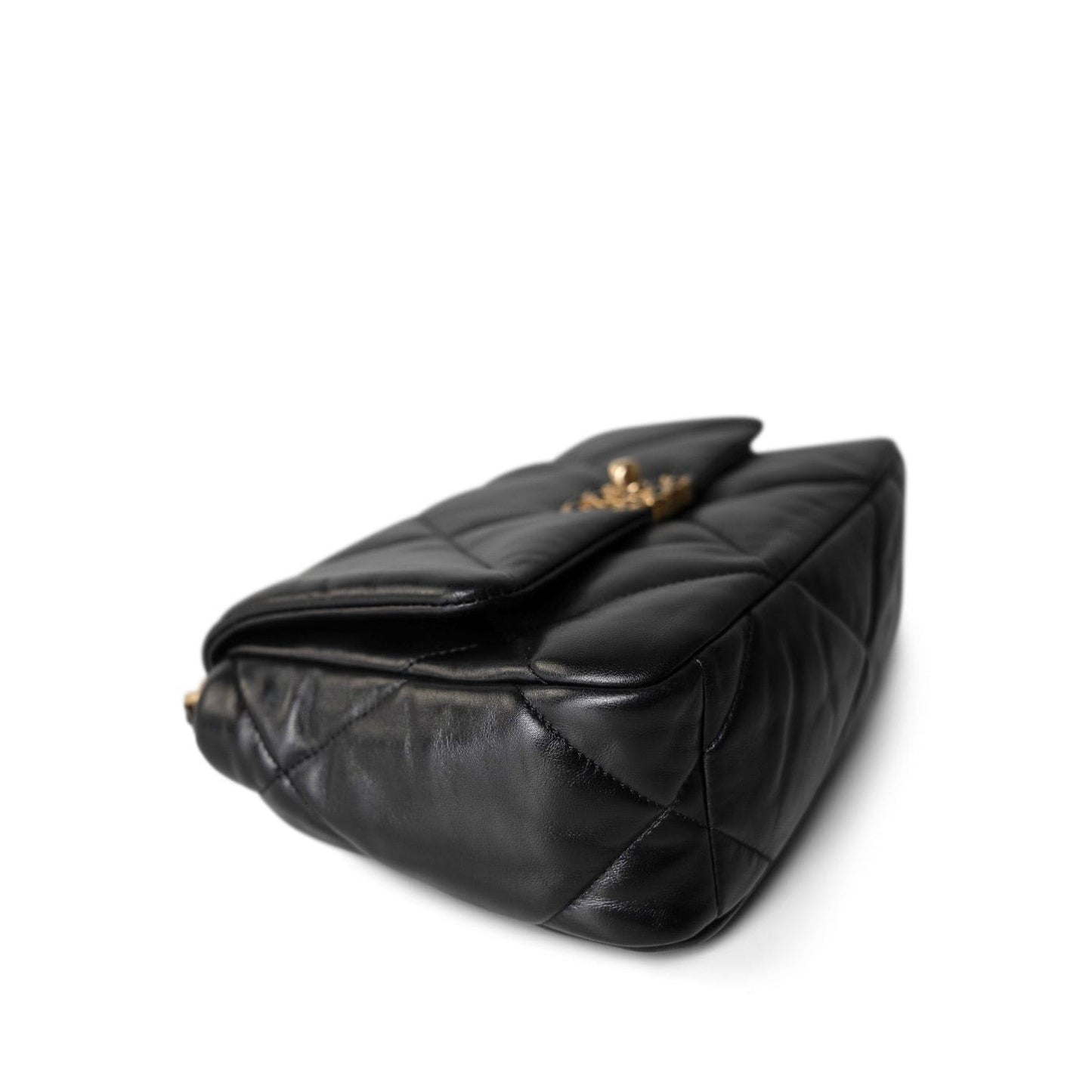 23S Black Lambskin Quilted 19 Flap Small Mixed Hardware