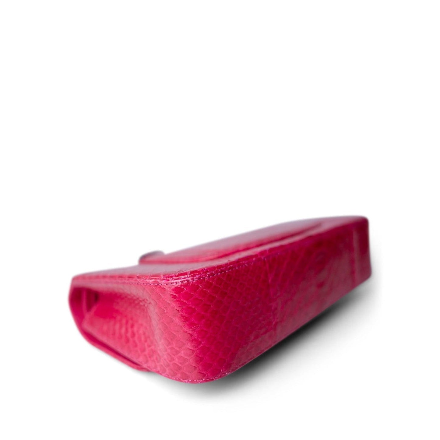 Dark Pink Python Medium Classic Double Flap