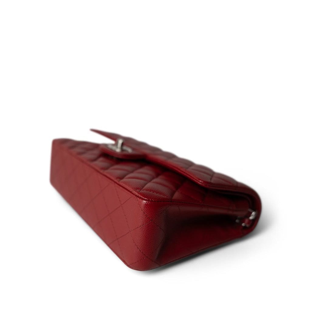 17B Red/Raspberry Caviar Quilted Medium Classic Flap Silver Hardware