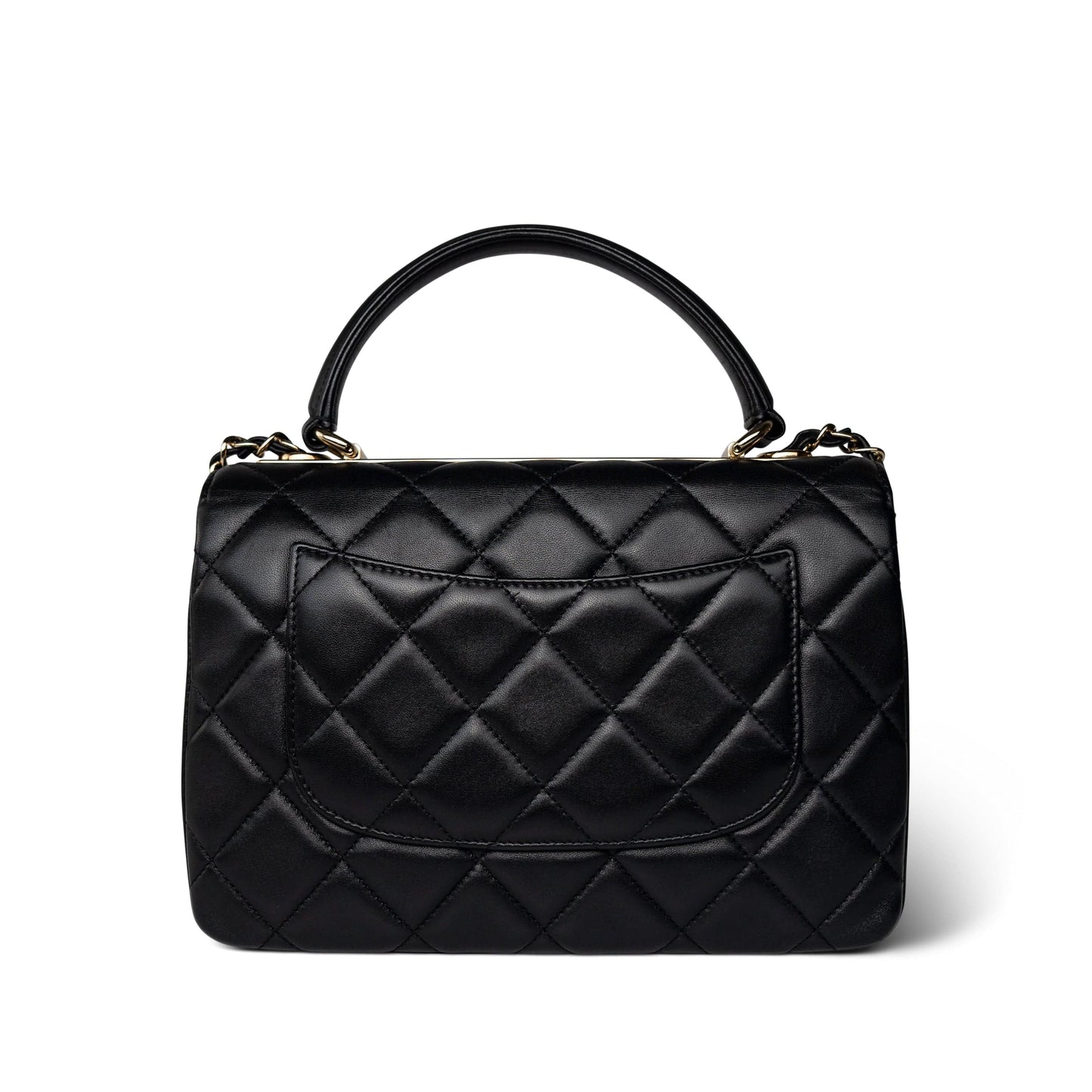 Black Lambskin Quilted Trendy CC Small Light Gold Hardware