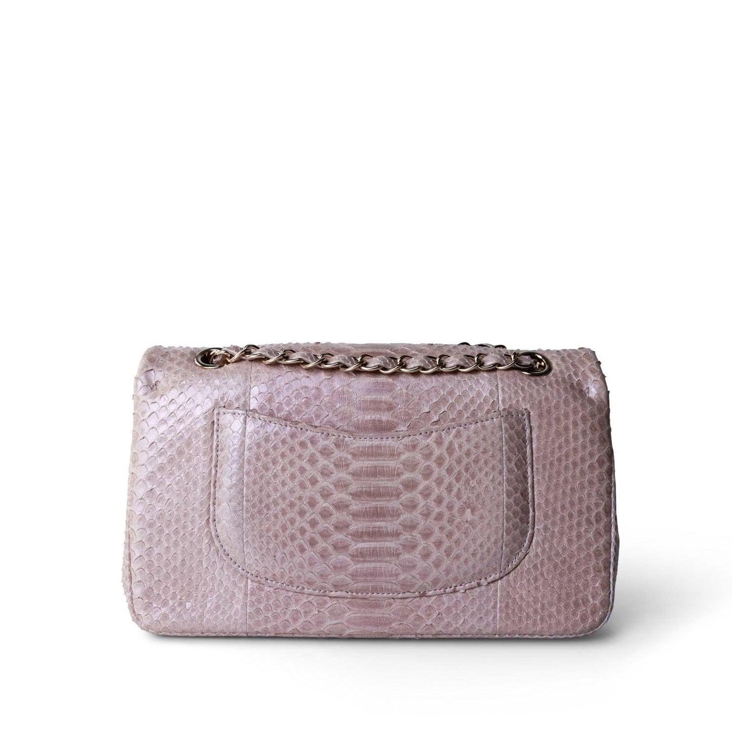 Iridescent Light Pink Python Medium Classic Double Flap LGHW