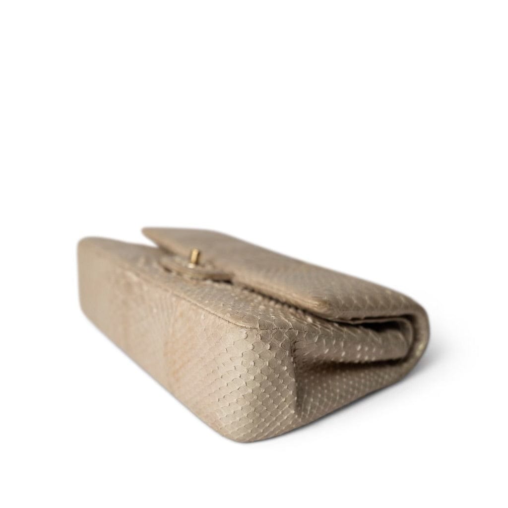 Iridescent Beige Python Classic Flap Medium LGHW