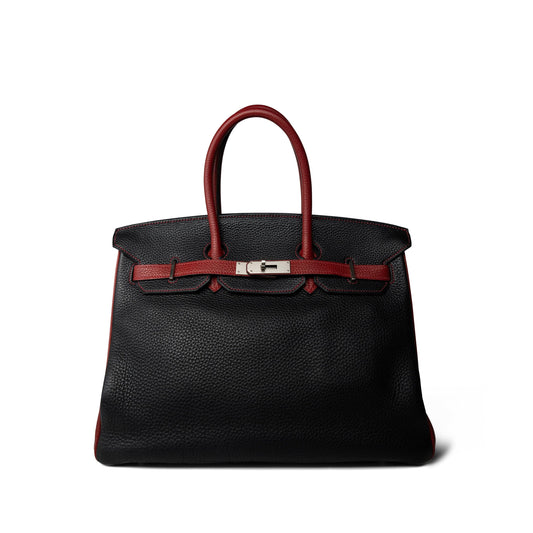 Birkin 35 Black/Red Togo Palladium Plated [N] Stamp