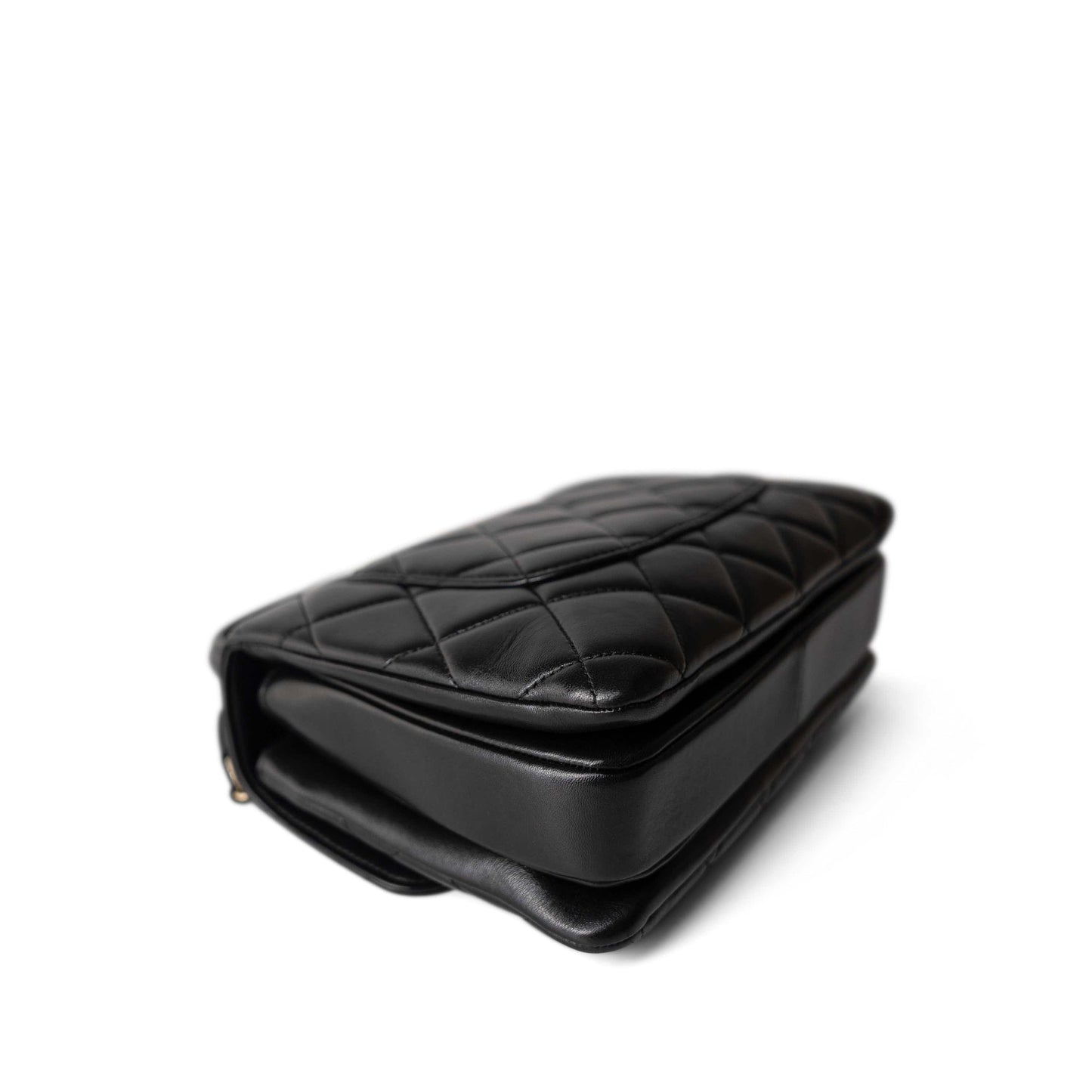 Black Lambskin Quilted Small Trendy CC